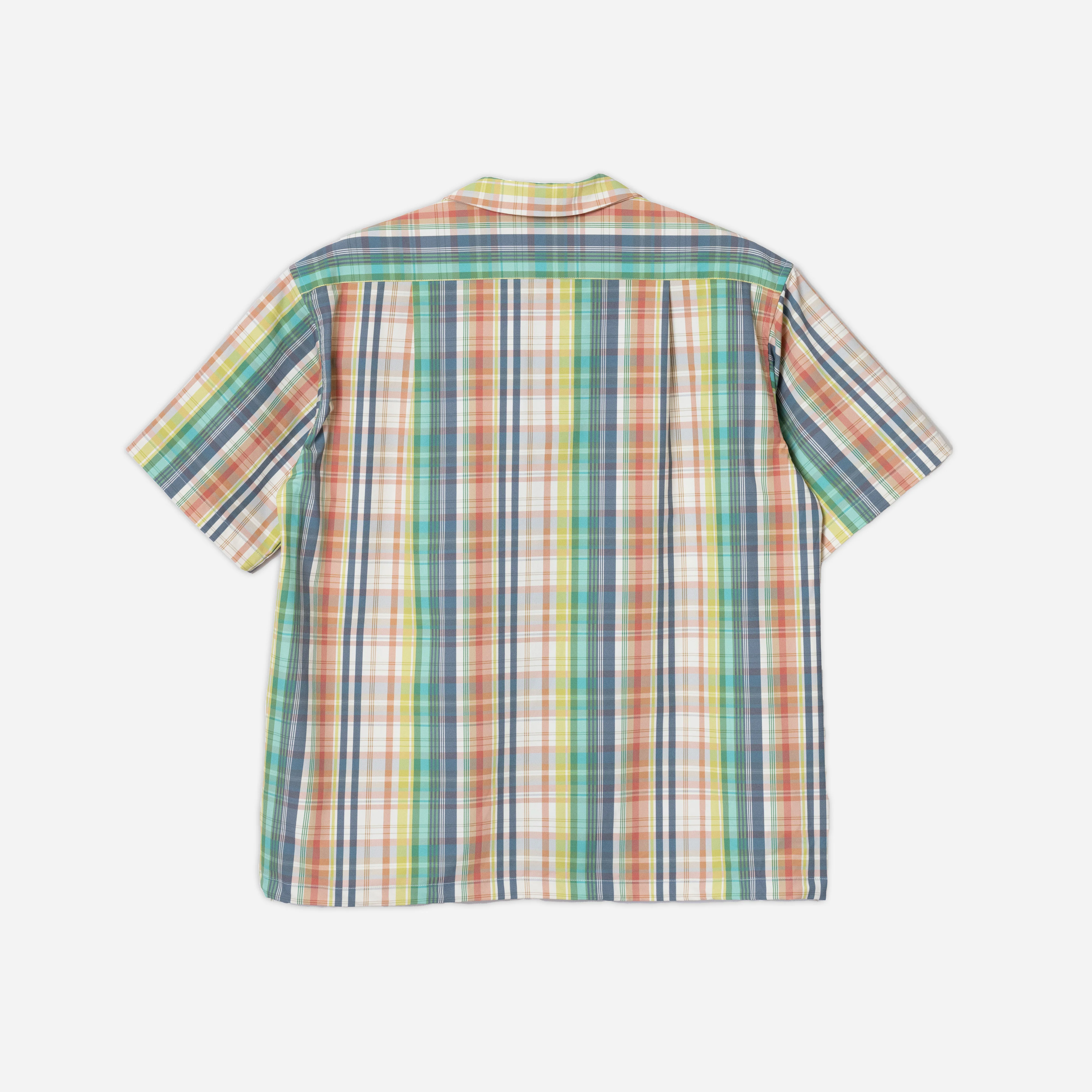 Open Collar Shirt Jacket - Green/Ivory Madras - Image 2