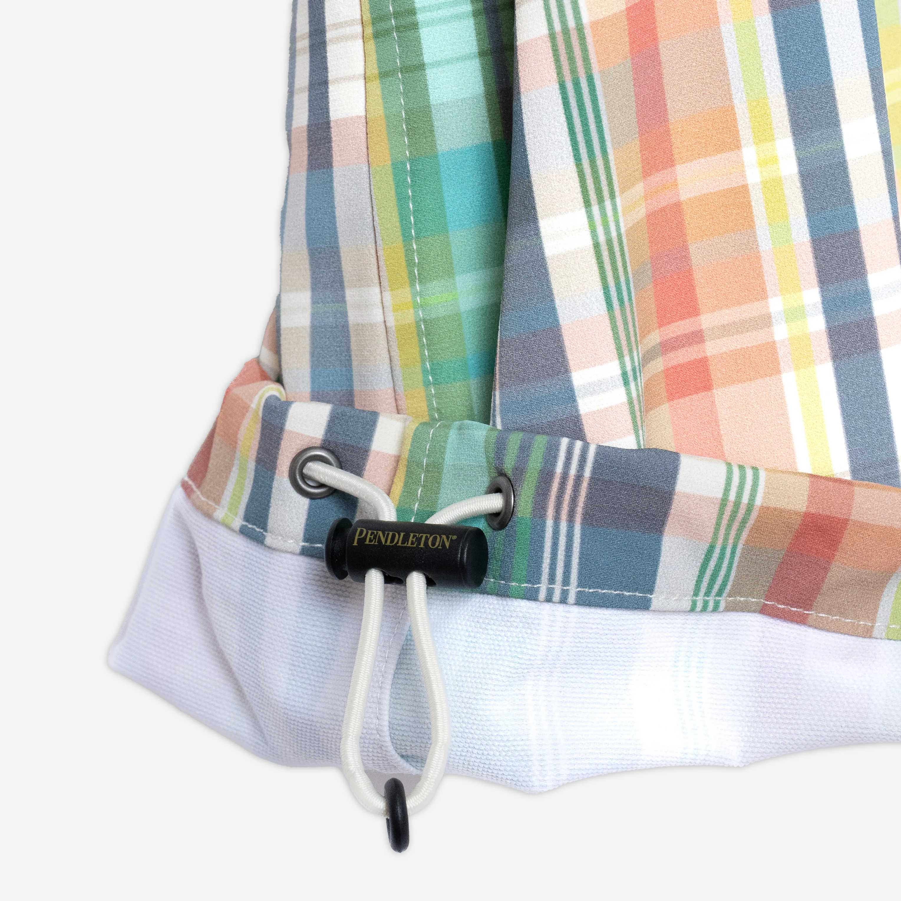Open Collar Shirt Jacket - Green/Ivory Madras - Image 4