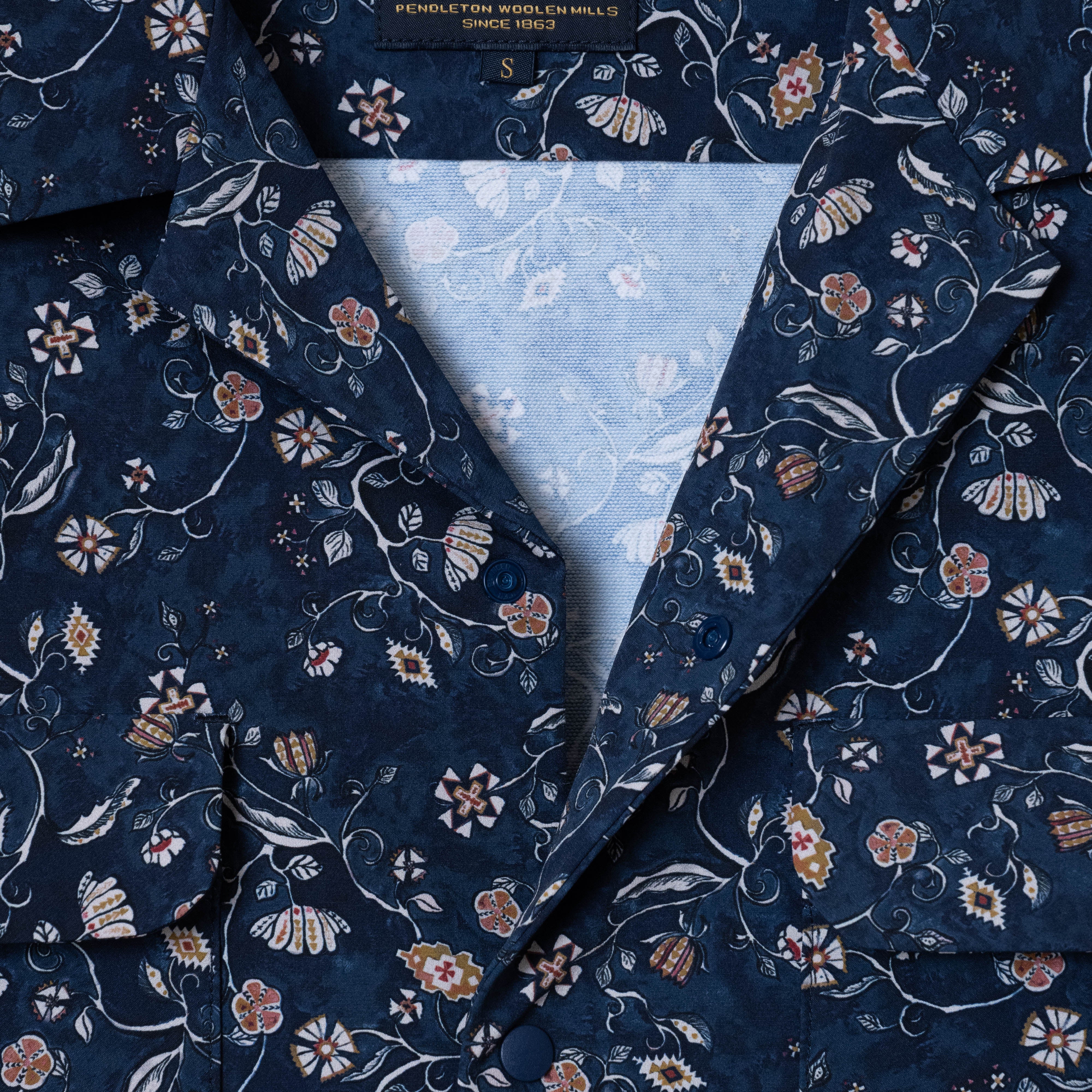 Open Collar Shirt Jacket - Navy Moonbeam - Image 2