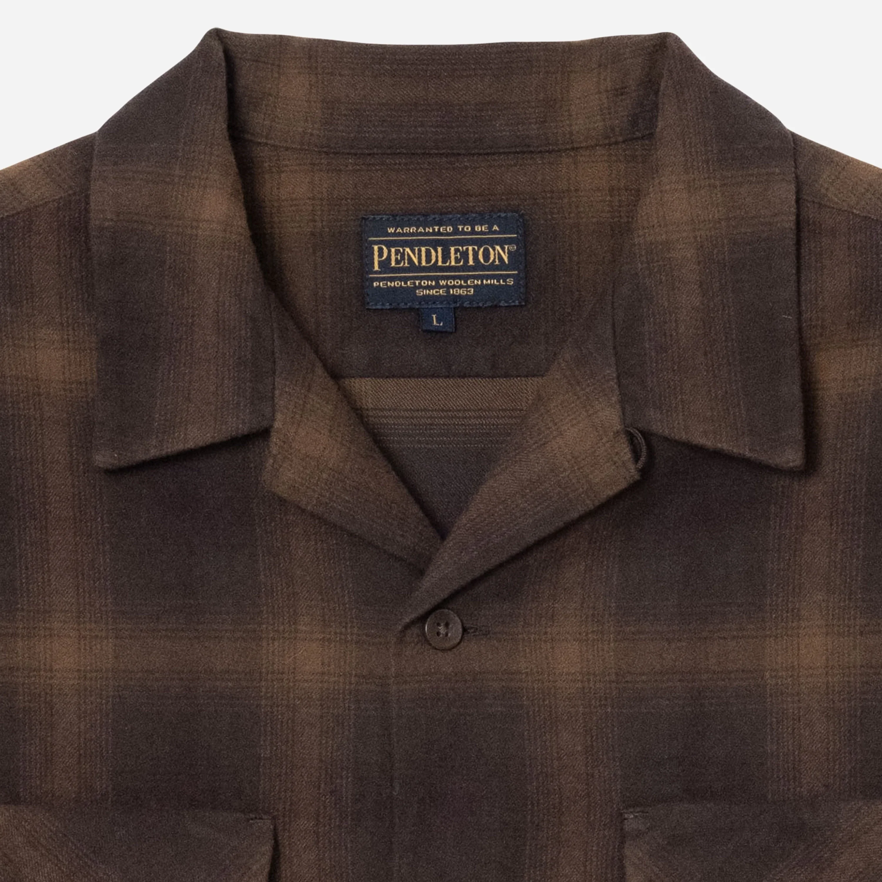 Open Collar Plaid Shirt - Brown/Beige - Image 2