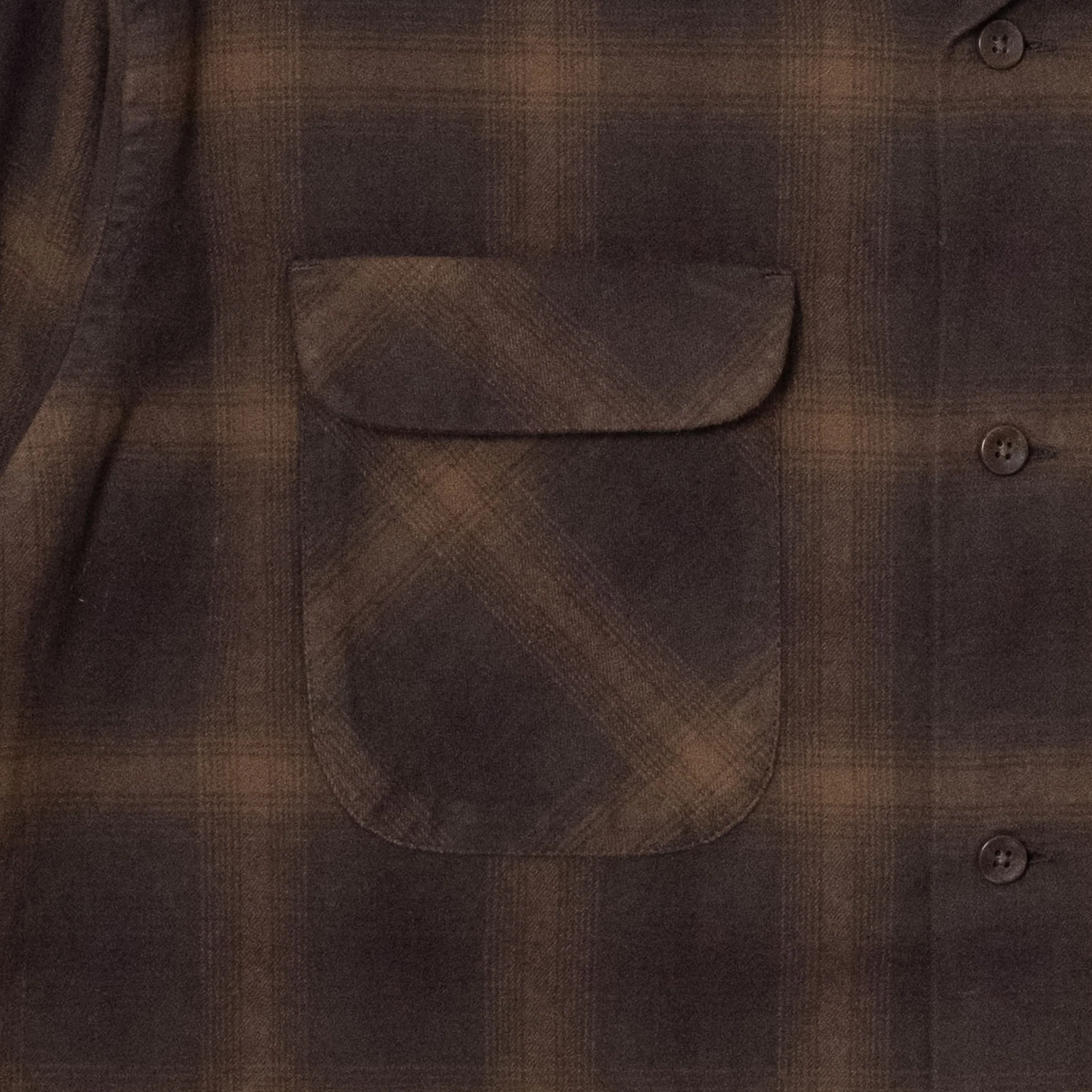 Open Collar Plaid Shirt - Brown/Beige - Image 3