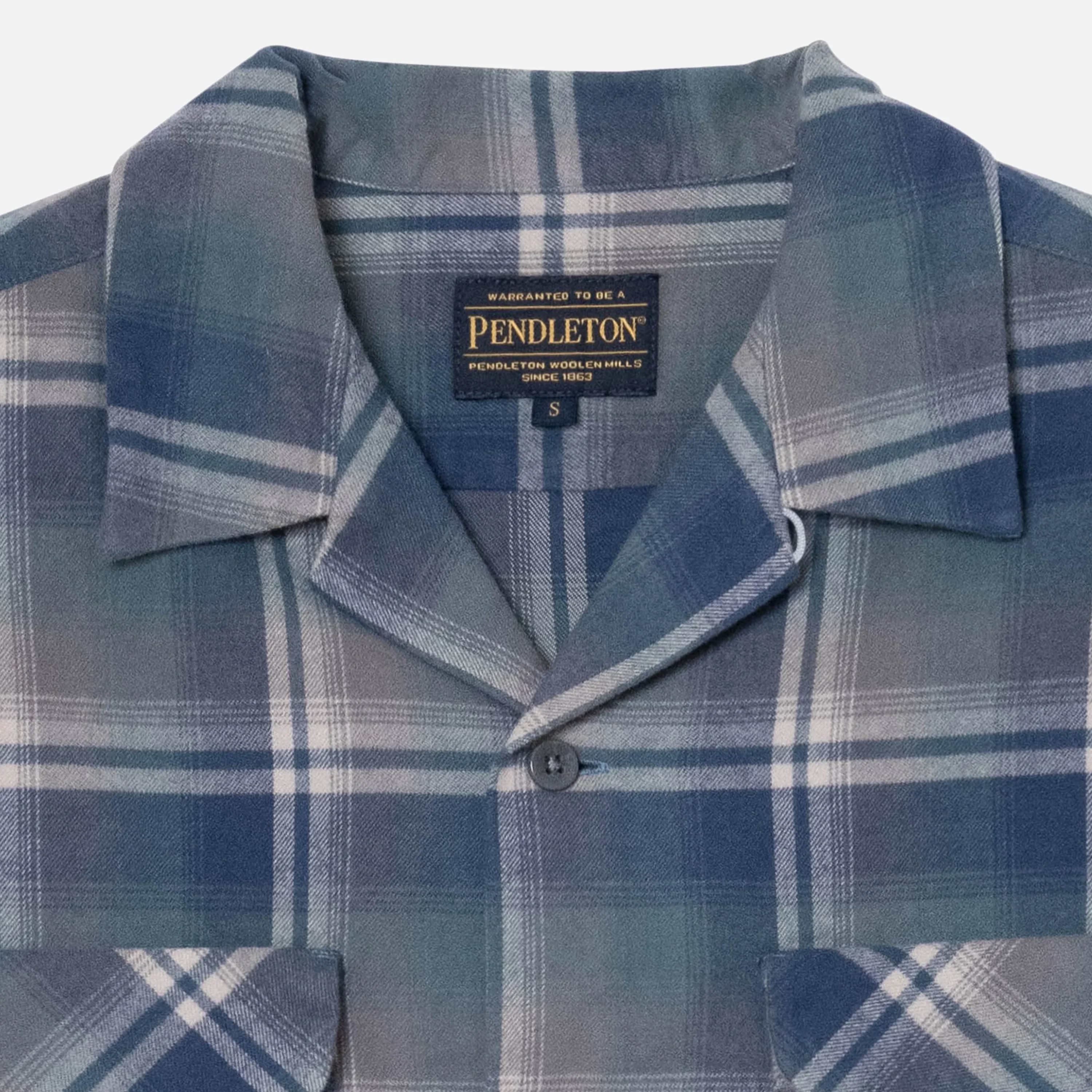 Open Collar Plaid Shirt - Dusty Blue - Image 2