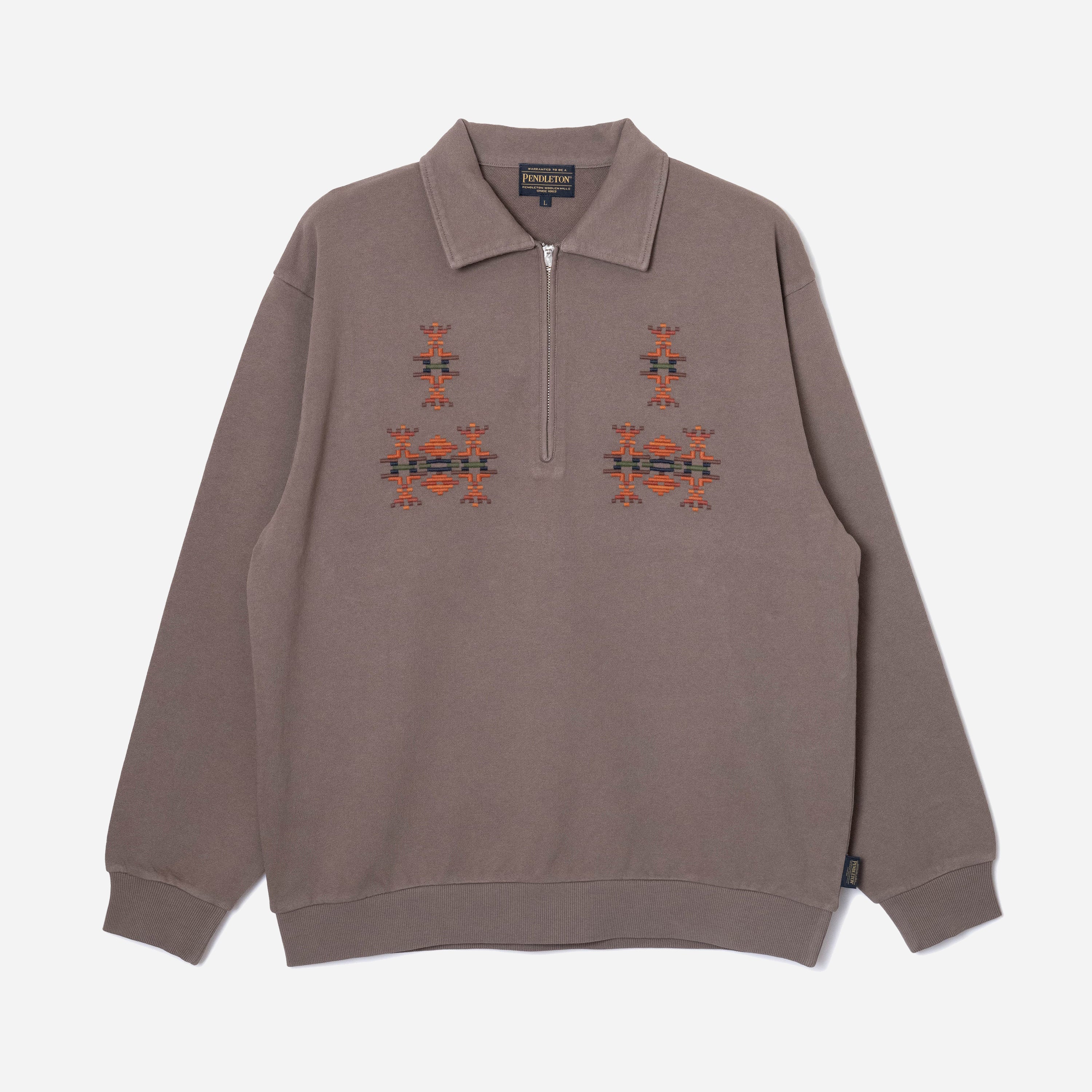 Pigment Dye Half Zip Sweatshirt - Mocha