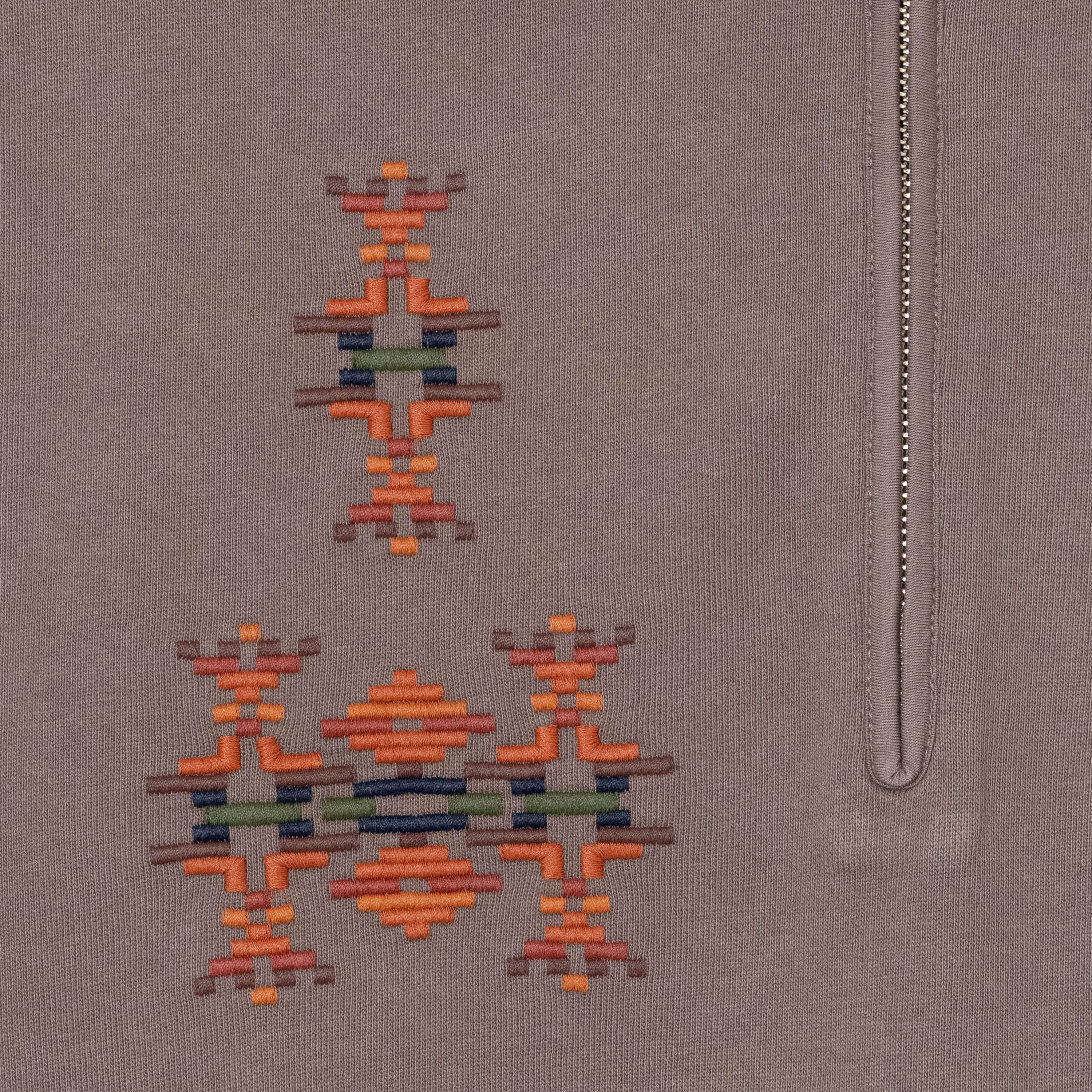 Pigment Dye Half Zip Sweatshirt - Mocha - Image 3