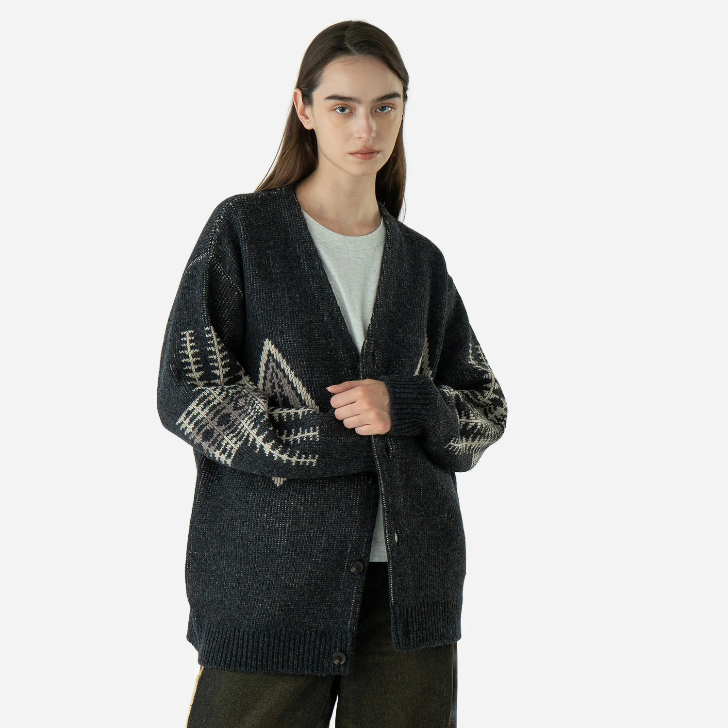 Lambswool Cardigan - Black Harding - Image 3