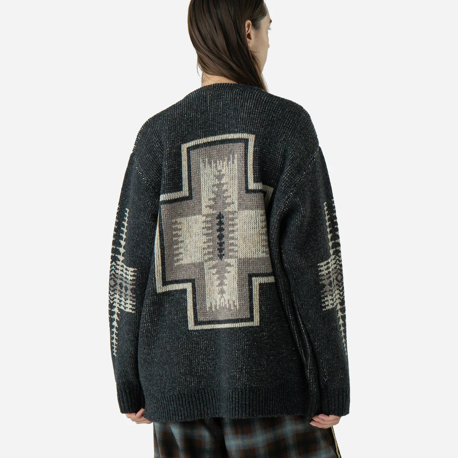 Lambswool Cardigan - Black Harding - Image 4