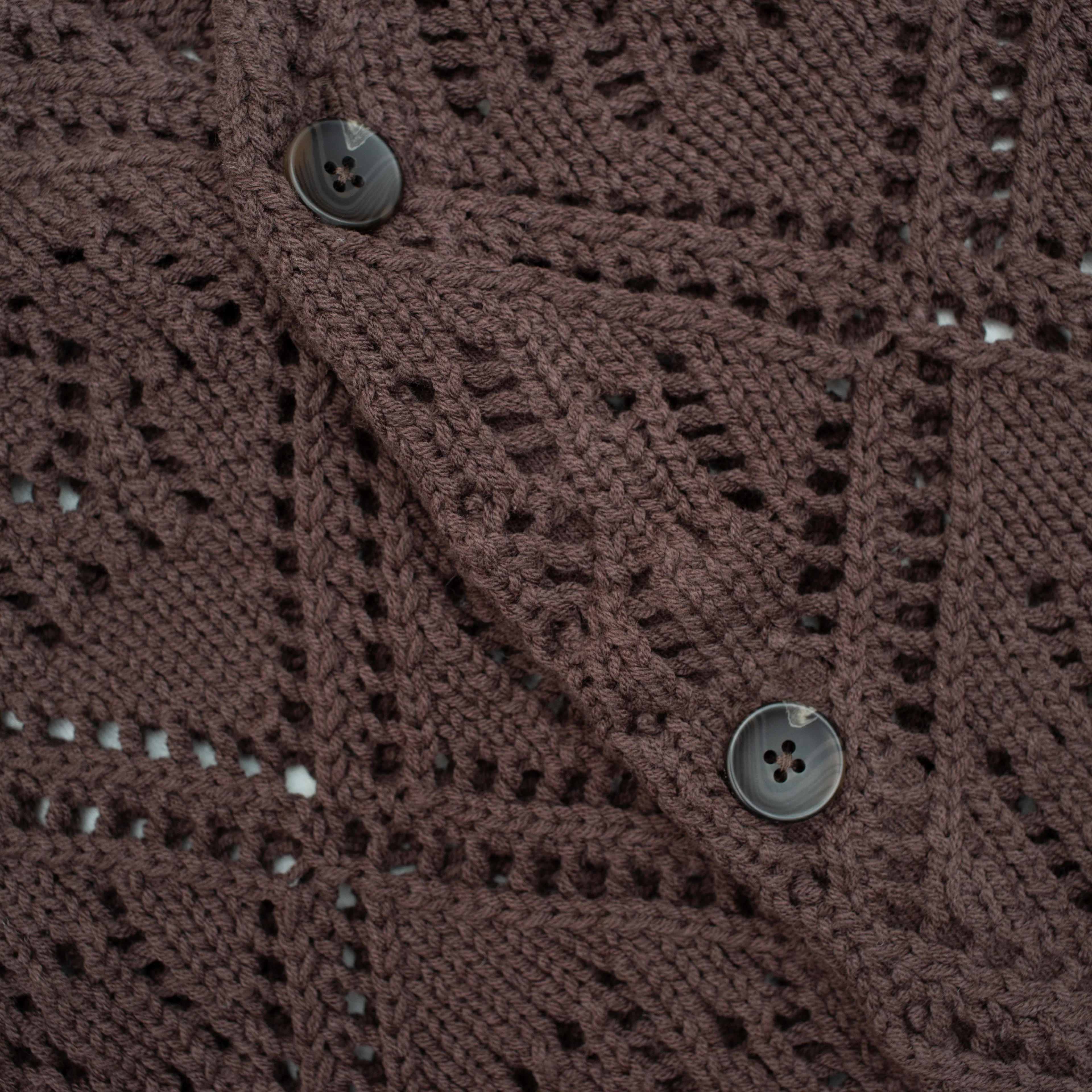Lace Stitch Cardigan - Brown - Image 3