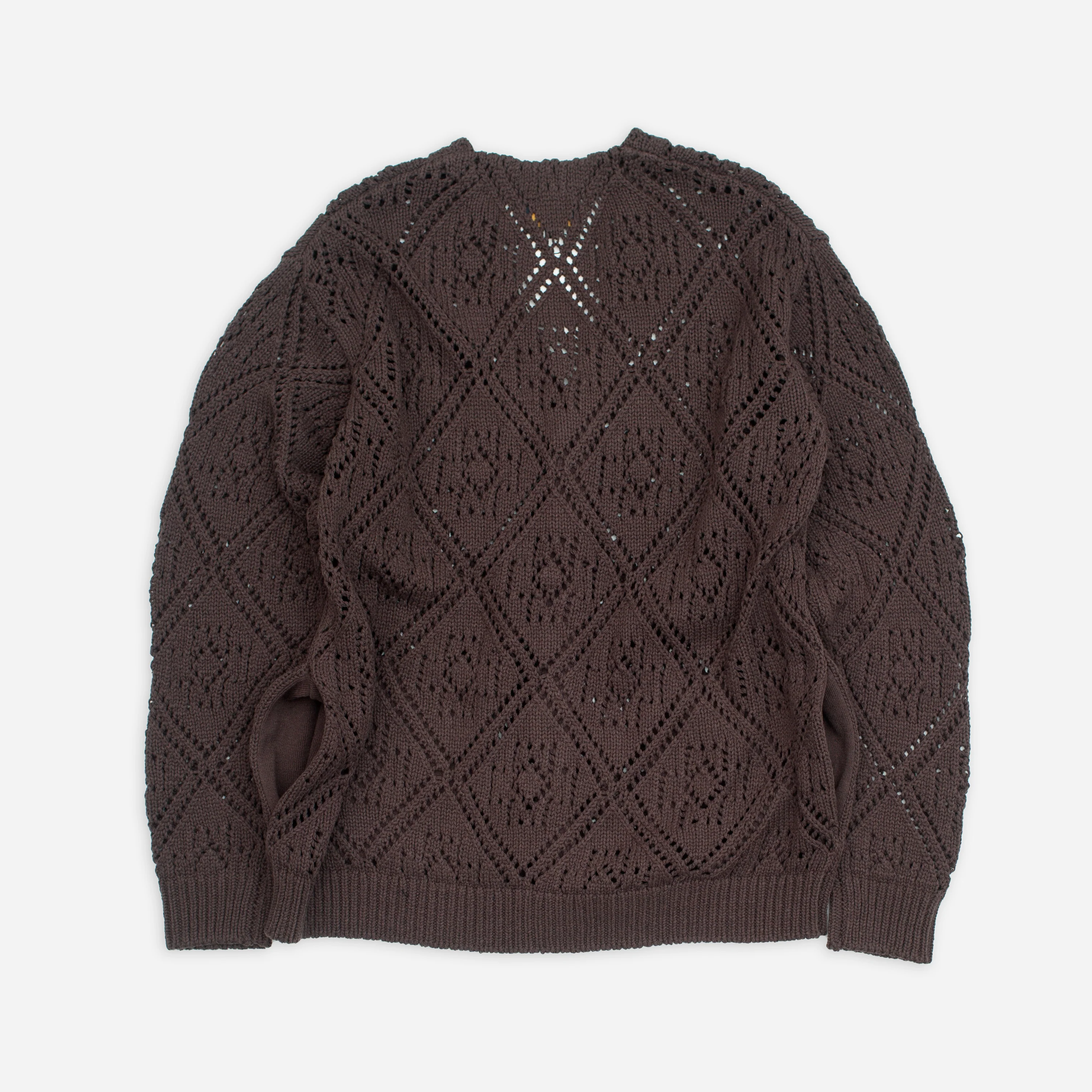 Lace Stitch Cardigan - Brown - Image 4