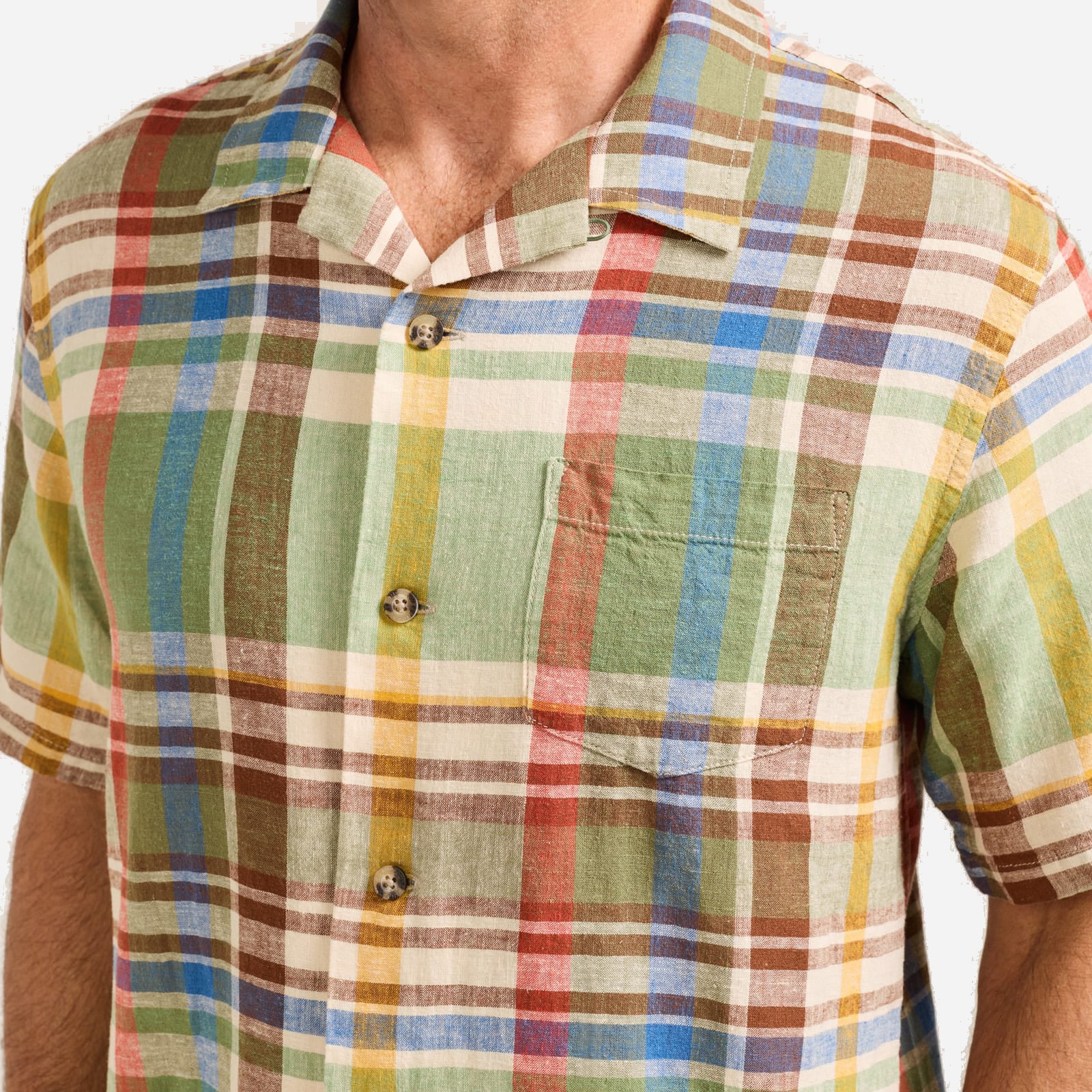 Aloha Linen Camp Shirt - Green/Multi Plaid - Image 3