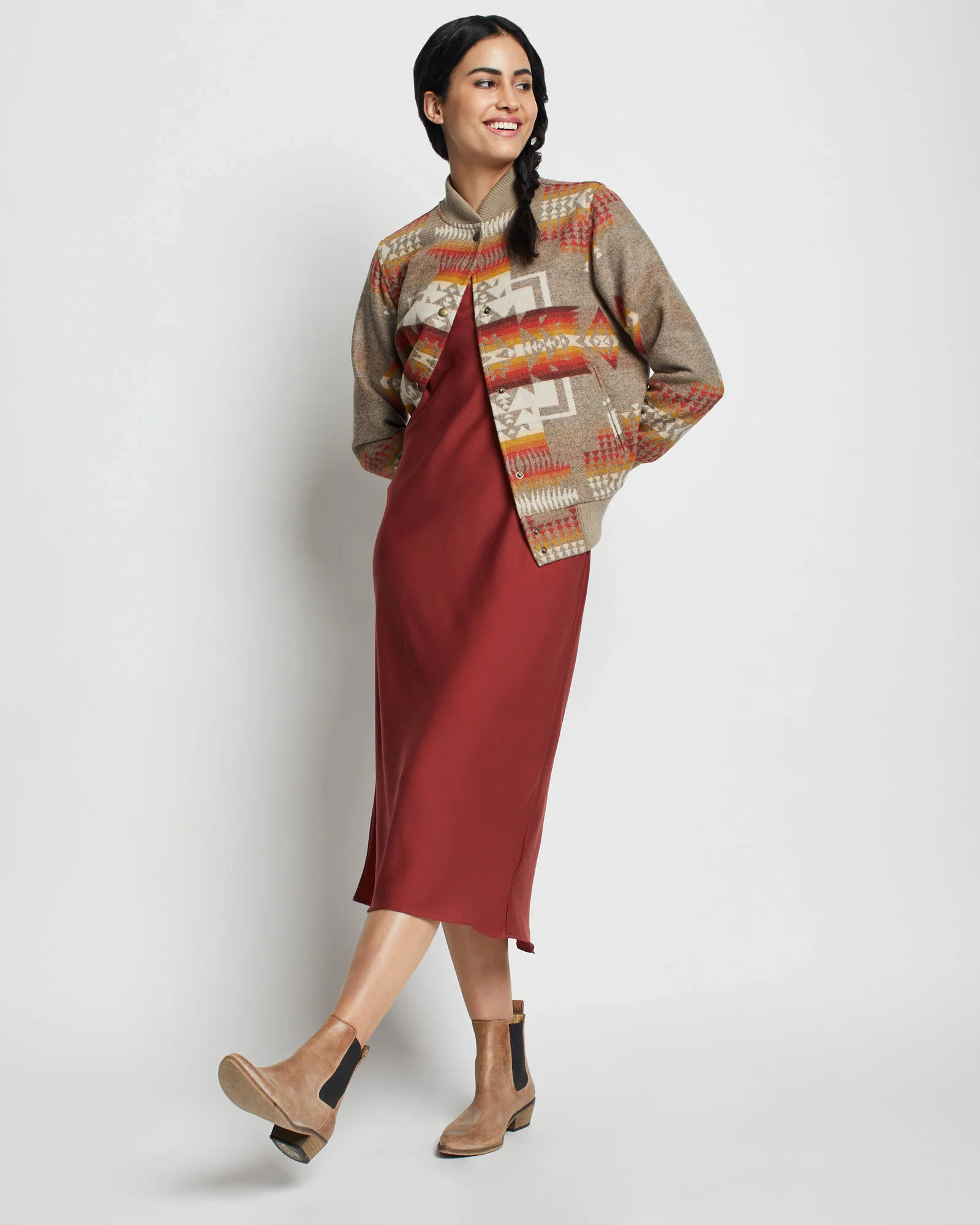 Jacquard Bomber - Taupe Chief Joseph - Image 4