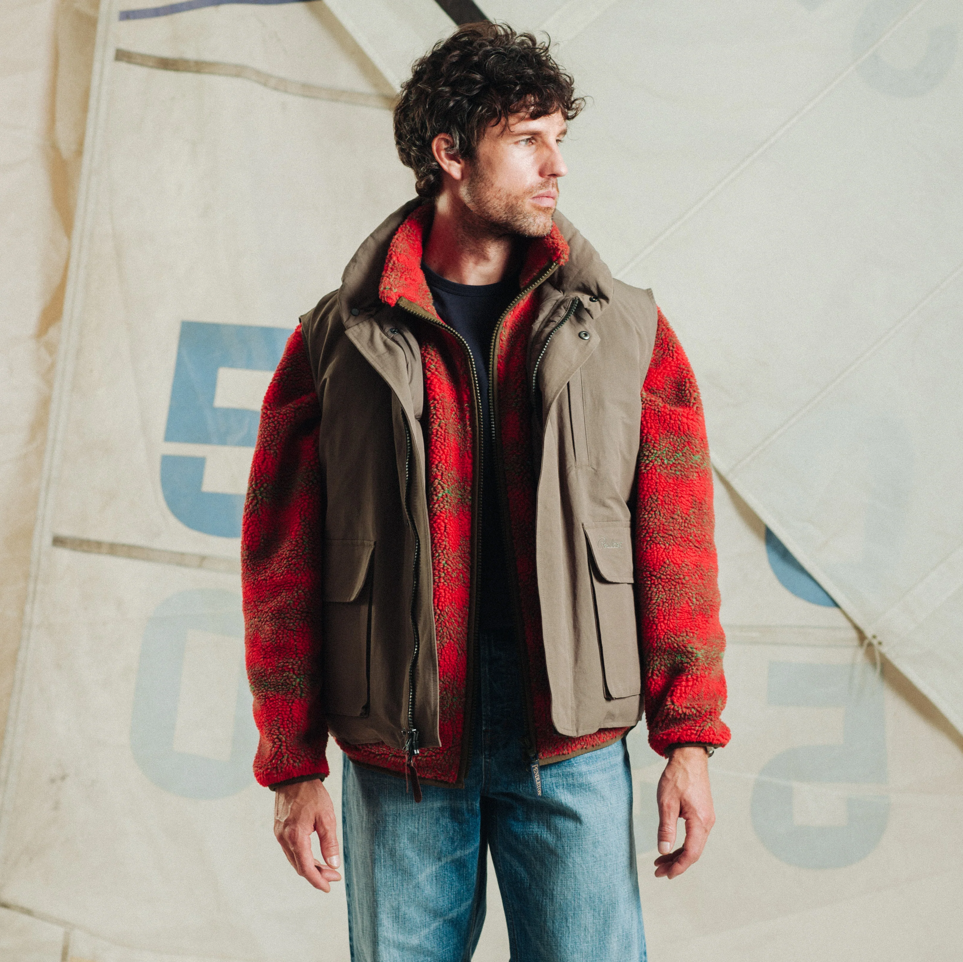 Flat Face Down Vest - Brown - Image 8