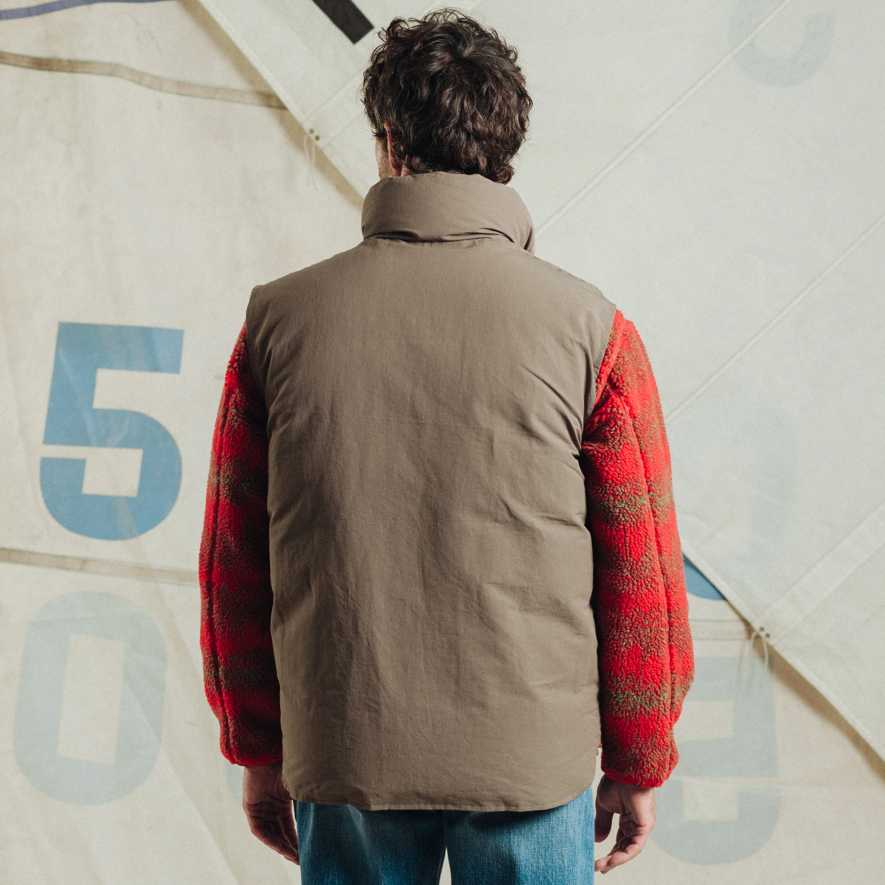 Flat Face Down Vest - Brown - Image 9