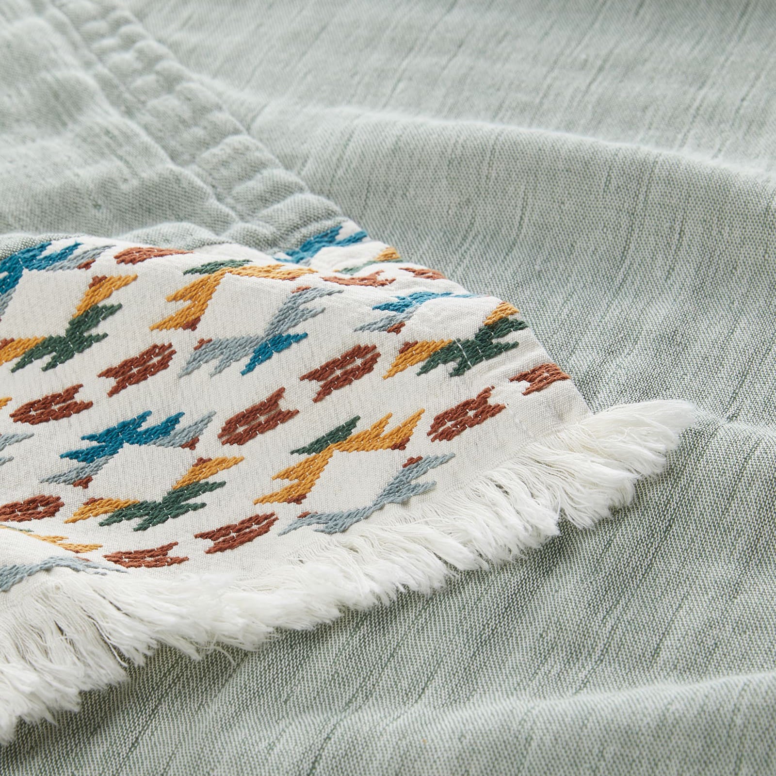 Fringed Cotton Throw - Sierra Border - Image 3