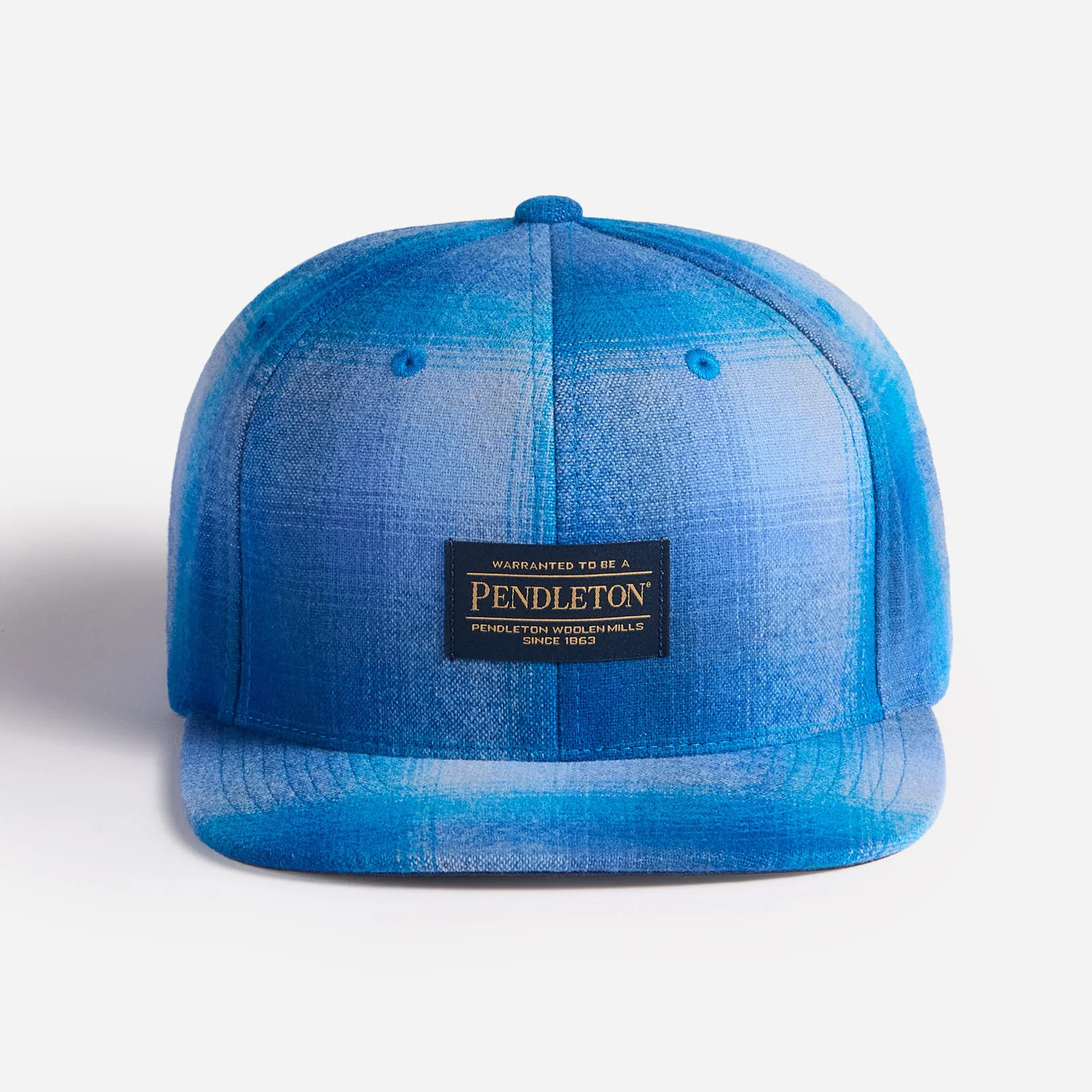 Plaid Flat Brim Cap - Blue Ombre