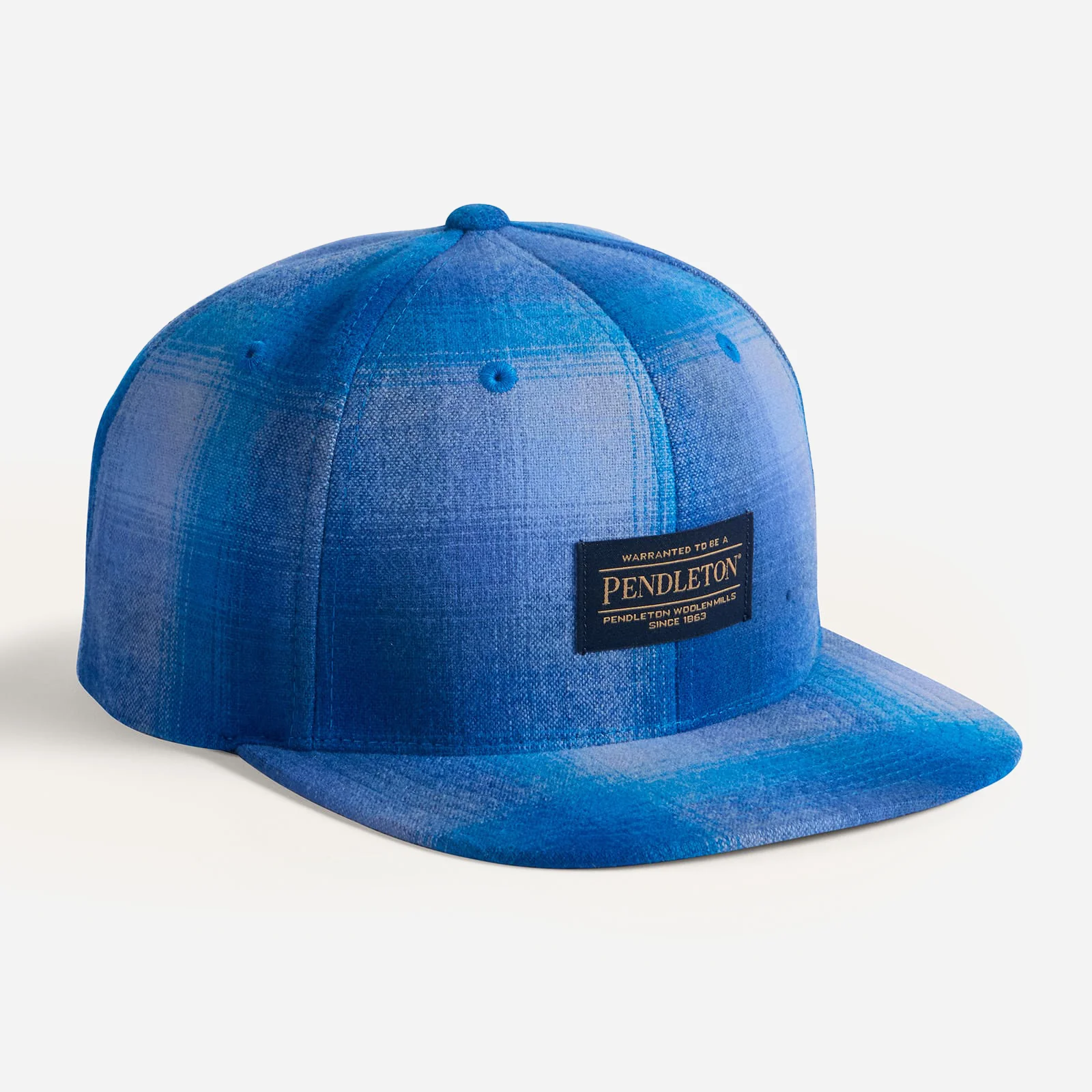 Plaid Flat Brim Cap - Blue Ombre - Image 3