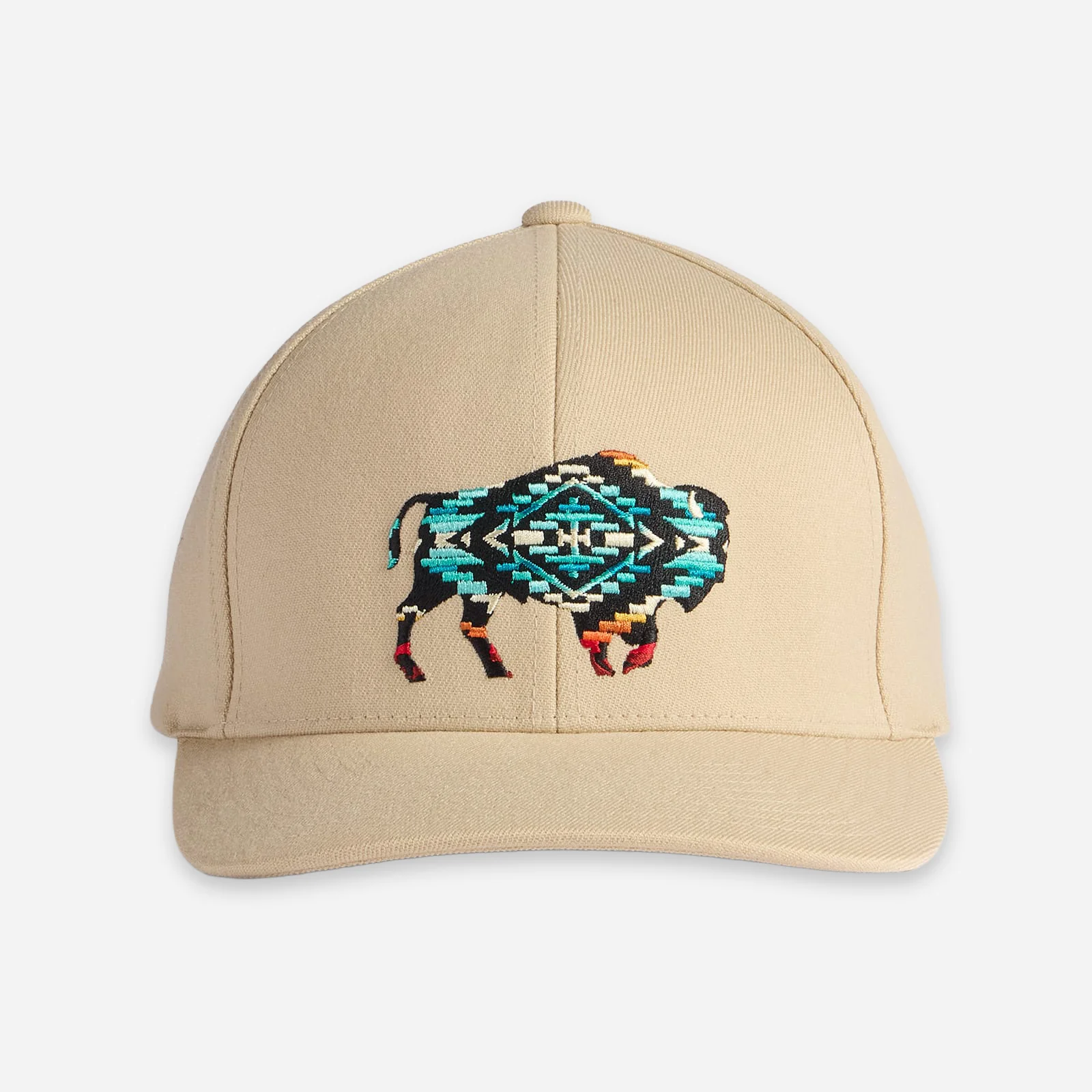 Embroidered Bison Cap - Cream - Image 2