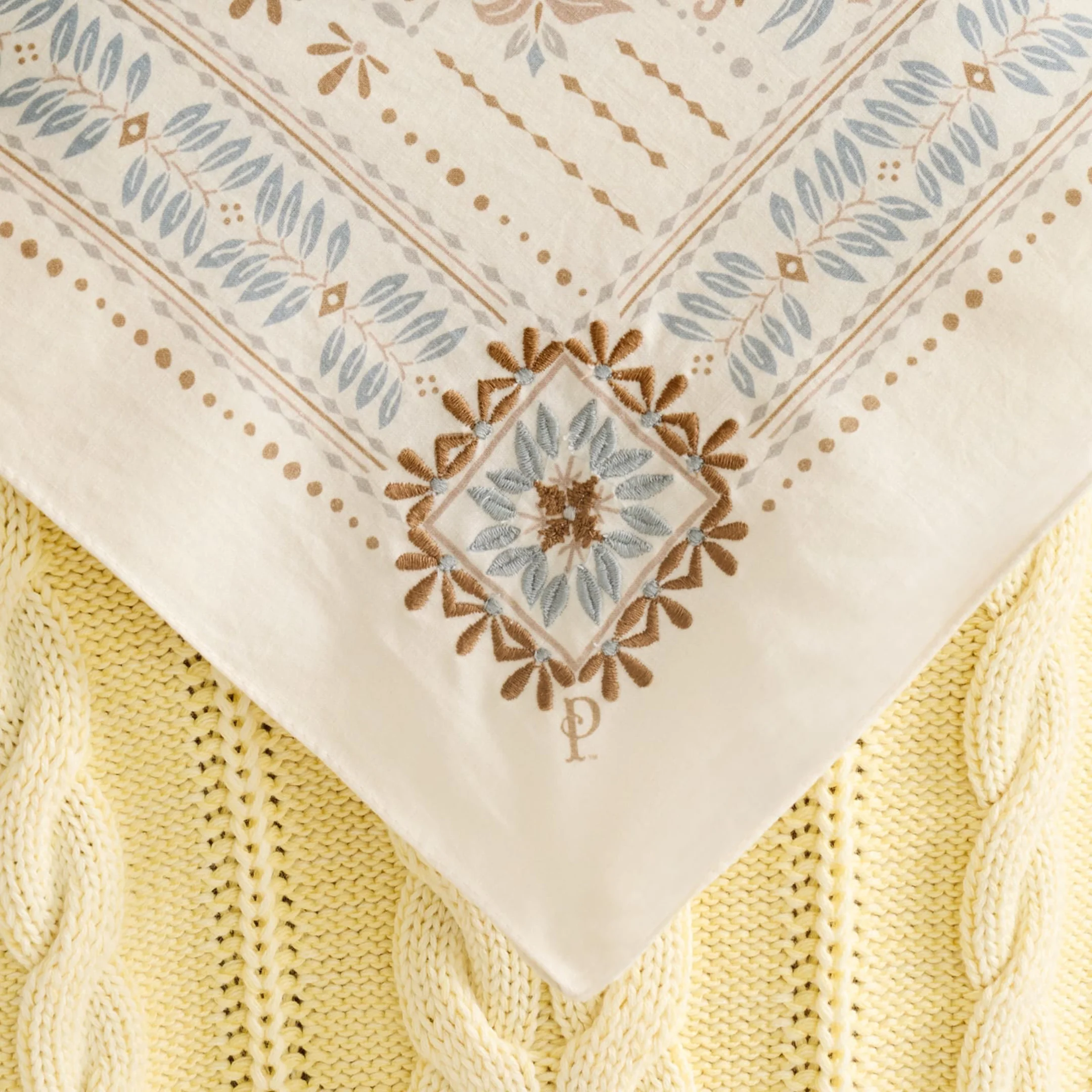 Laurel Grove Embroidered Bandana -  Laurel Grove Ivory - Image 4