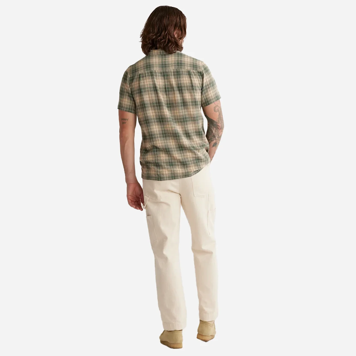 Linen Camp Shirt - Green / Khaki Plaid - Image 4
