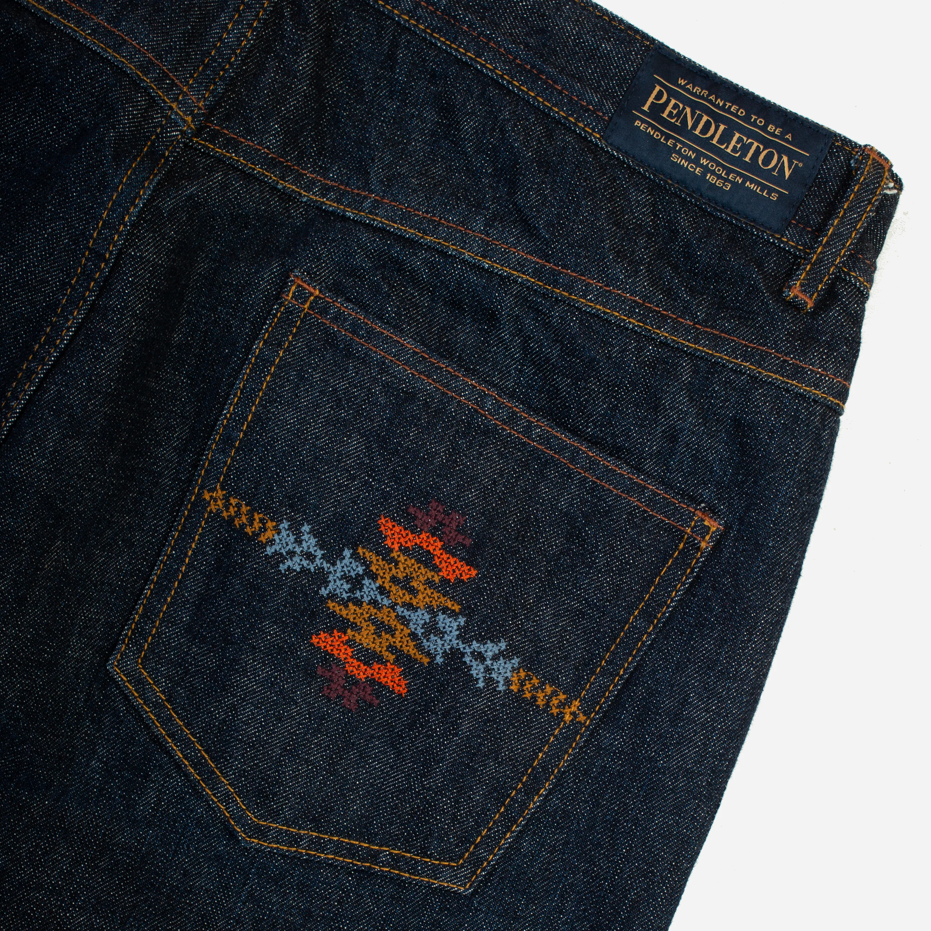 Selvedge Needlework Straight Denim Jeans - Indigo One Wash - Image 3