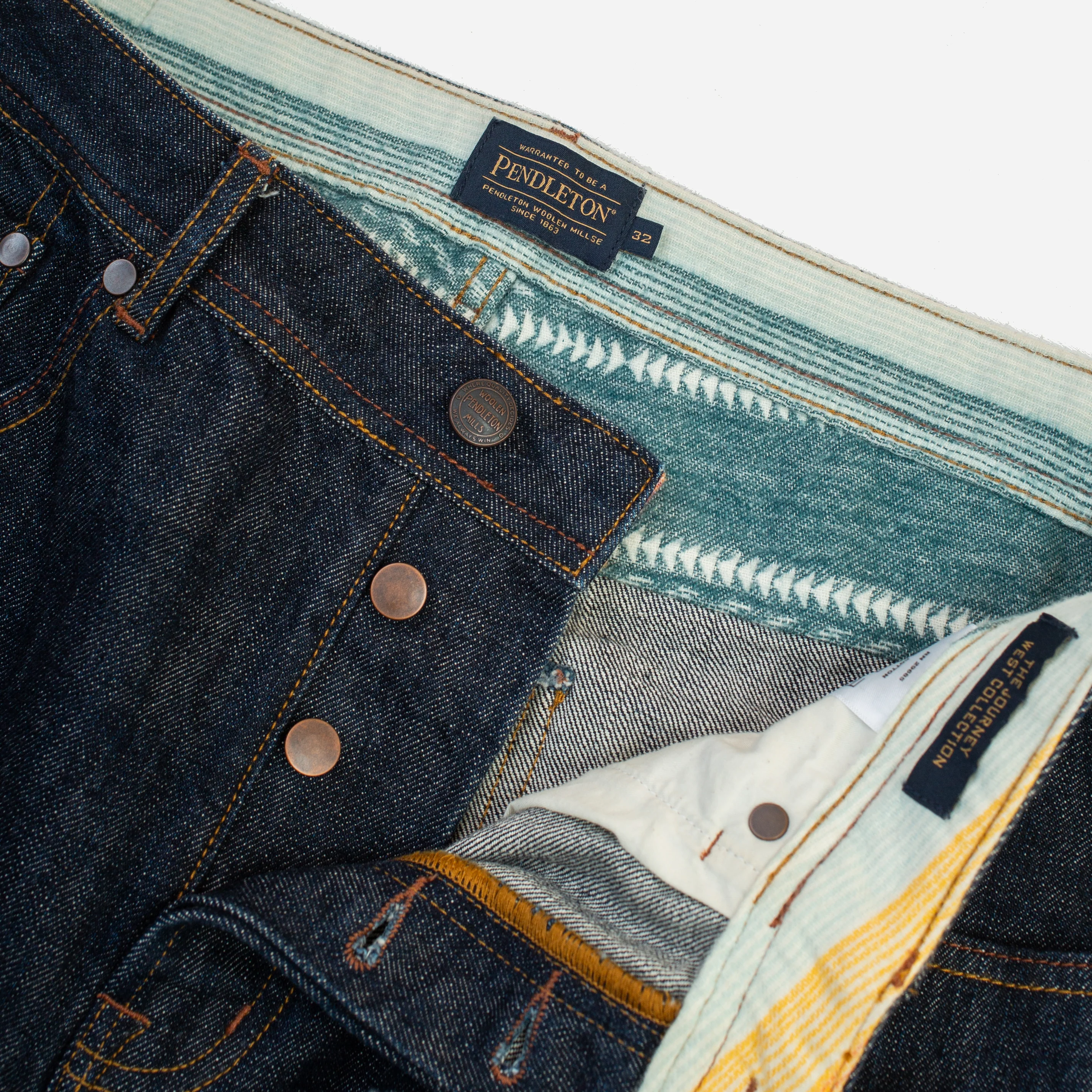 Selvedge Needlework Straight Denim Jeans - Indigo One Wash - Image 4