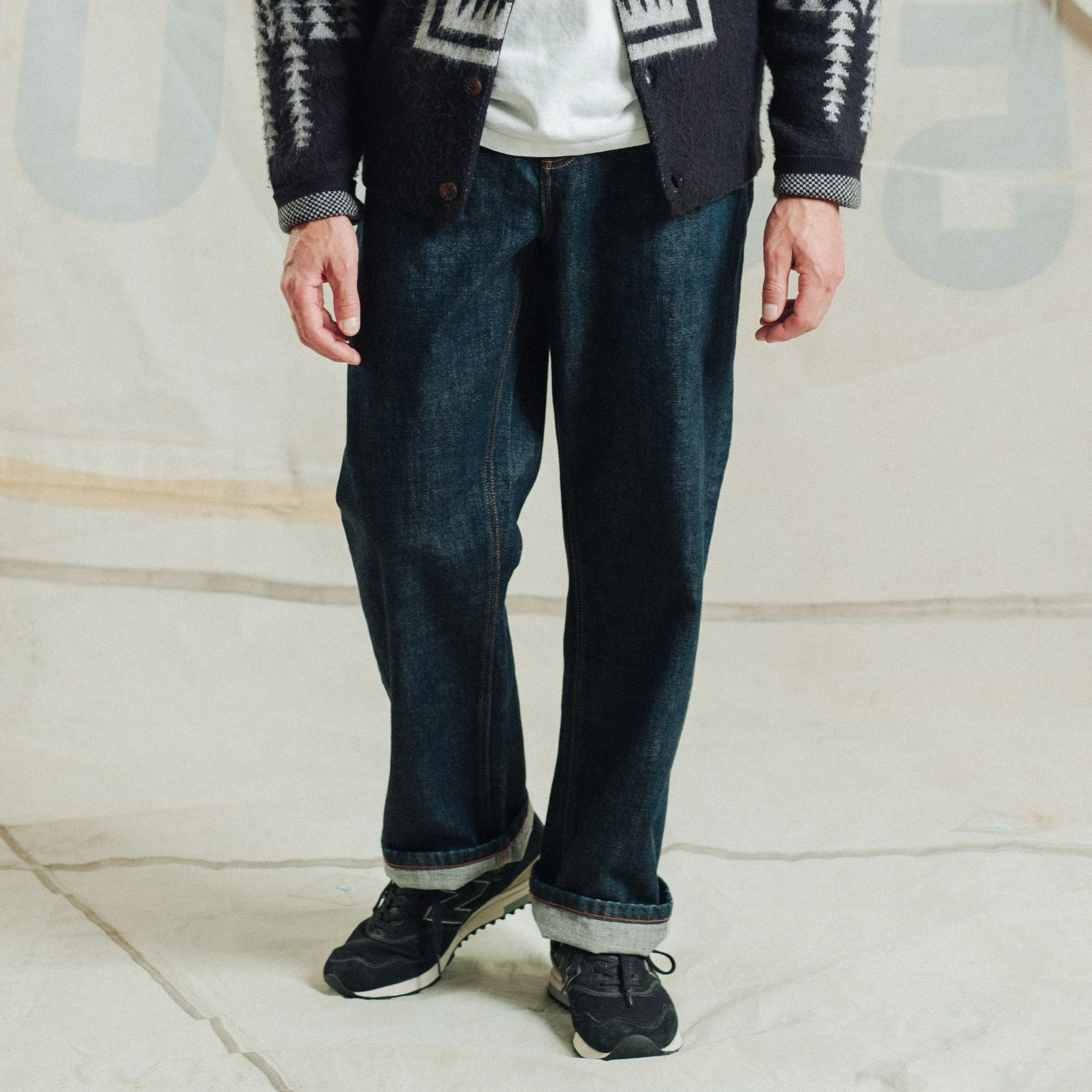 Selvedge Needlework Straight Denim Jeans - Indigo One Wash - Image 6