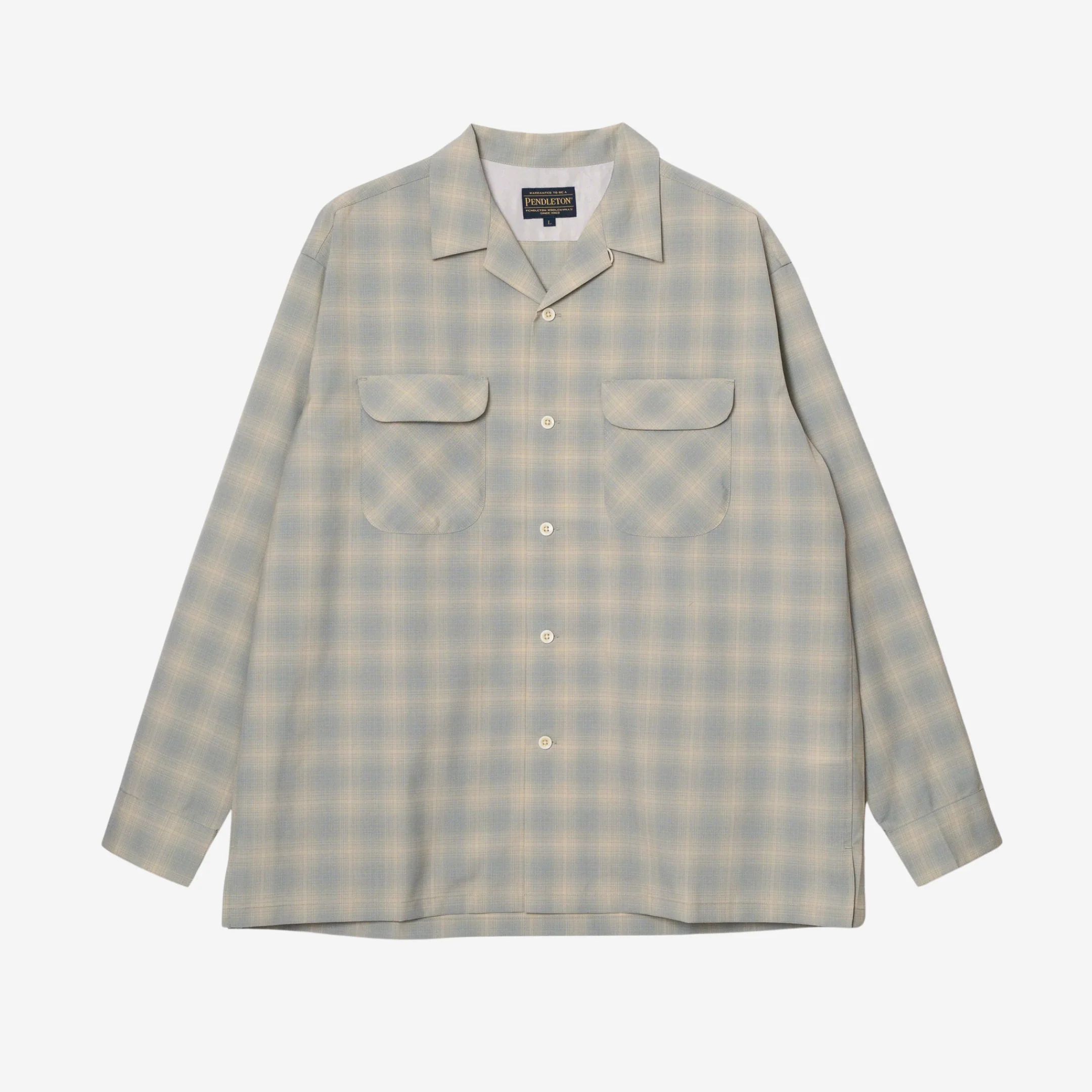 Open Collar Shirt - Sage/Ecru