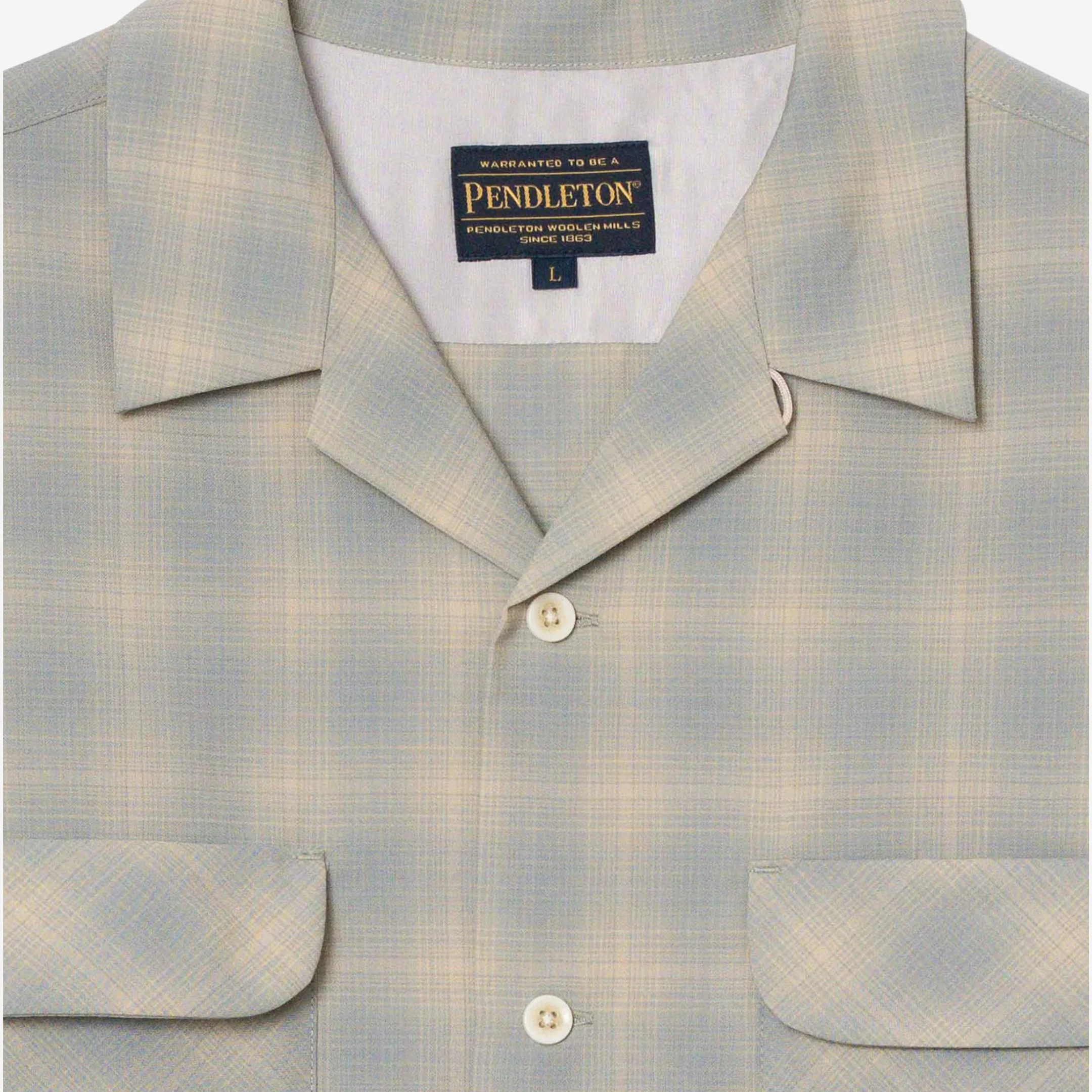Open Collar Shirt - Sage/Ecru - Image 3