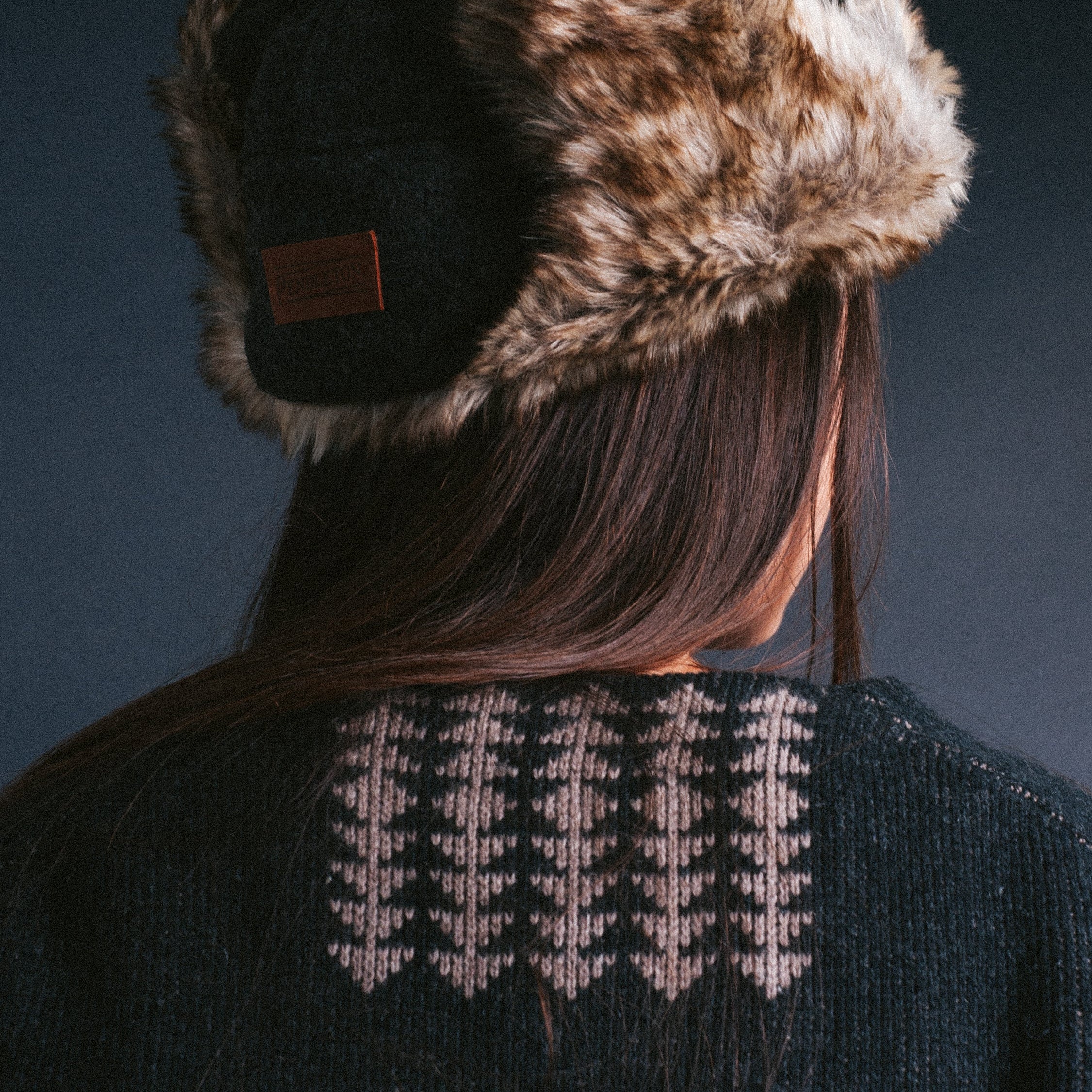 Womens Oversized Graphic Cardigan - Black / Taupe - Image 3