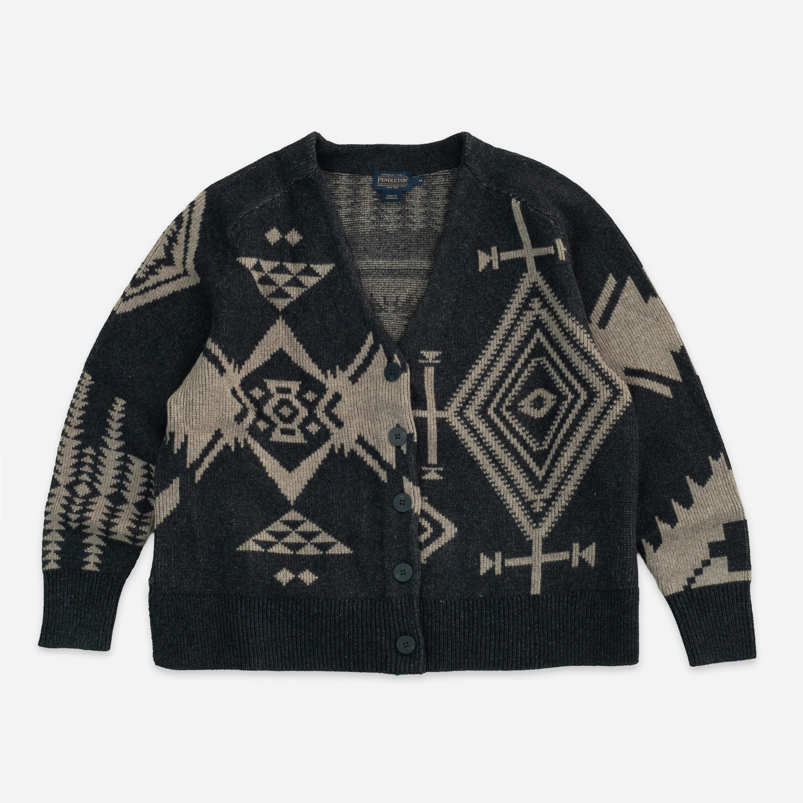 Womens Oversized Graphic Cardigan - Black / Taupe - Image 5