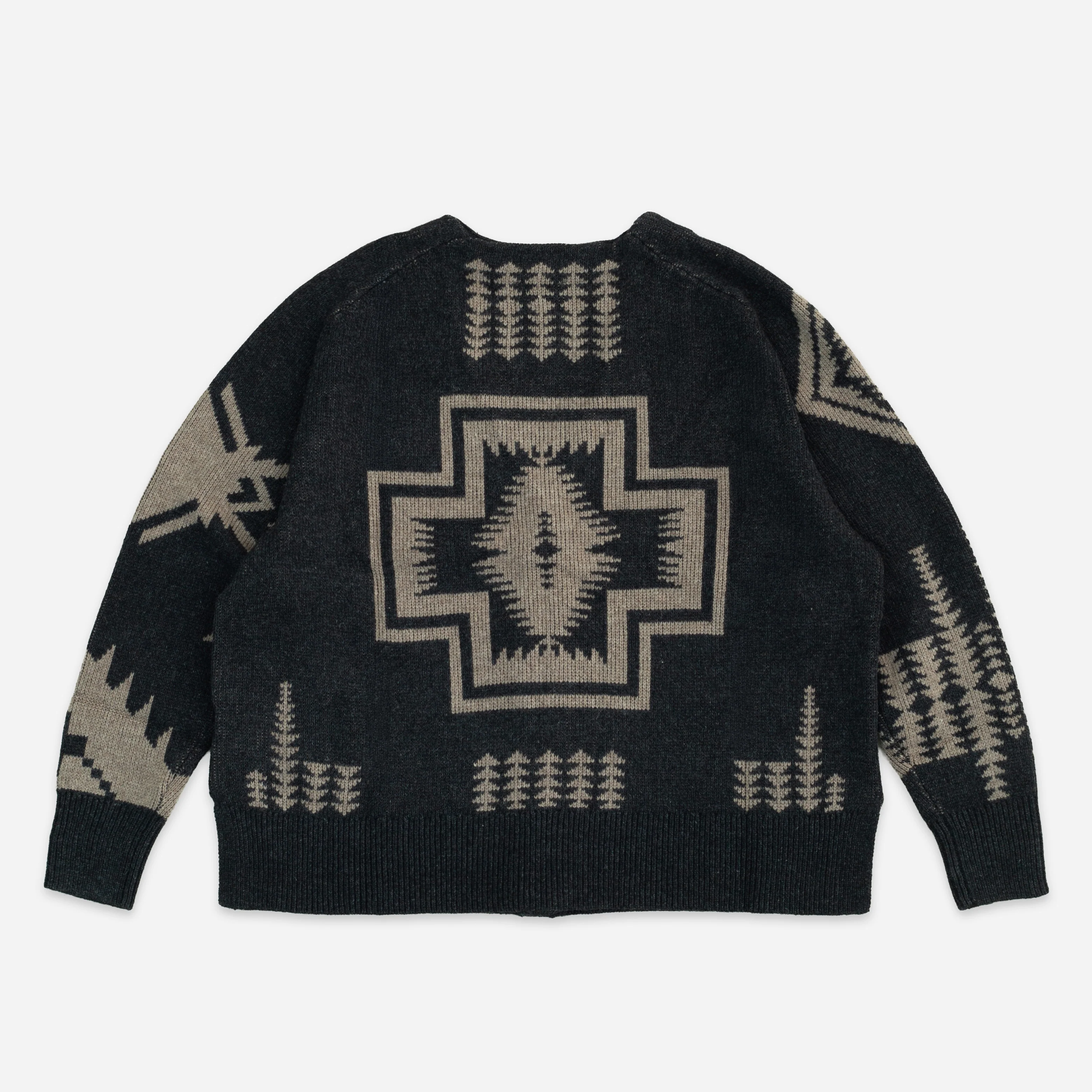 Womens Oversized Graphic Cardigan - Black / Taupe - Image 6