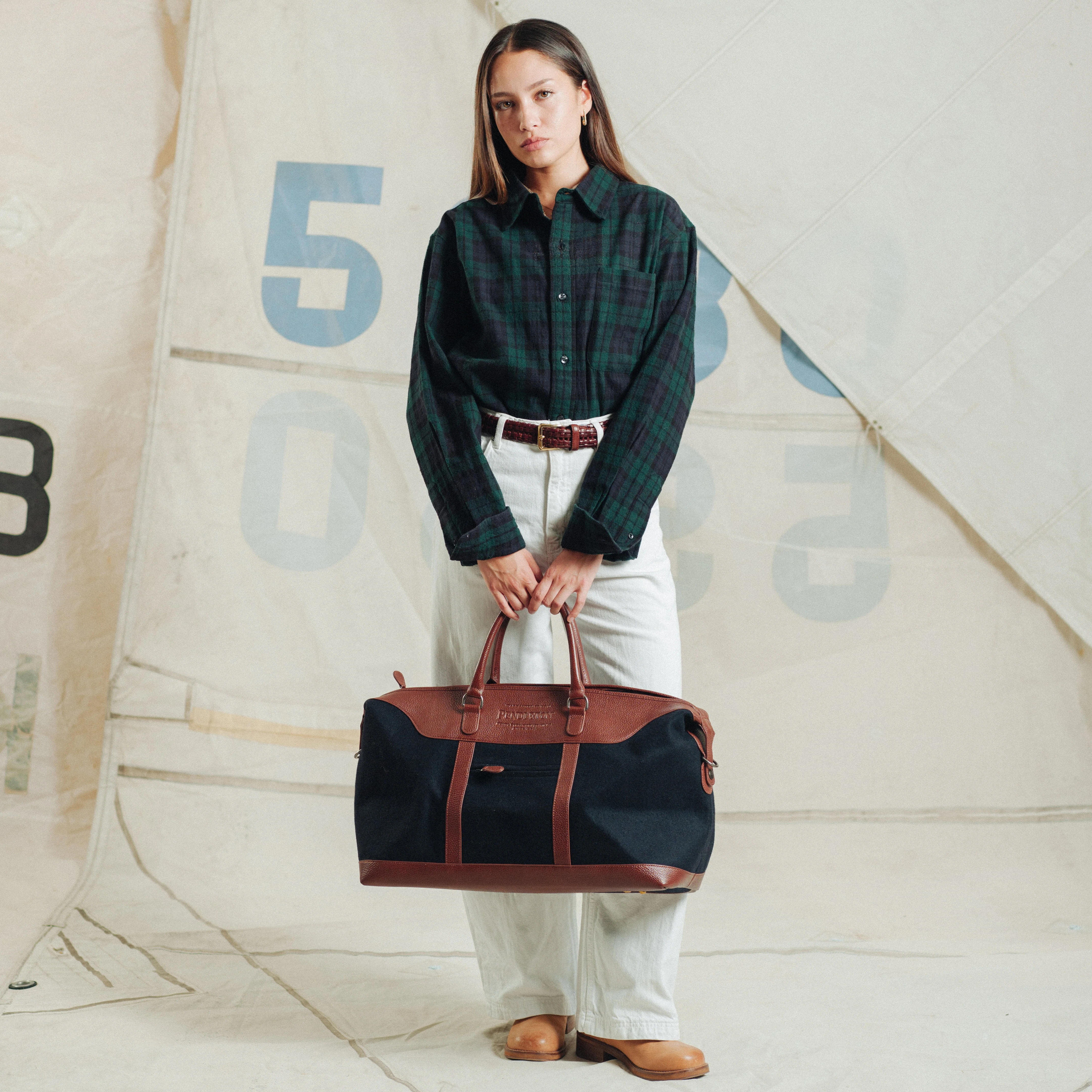 Wool Weekend Duffel Bag - Navy - Image 5