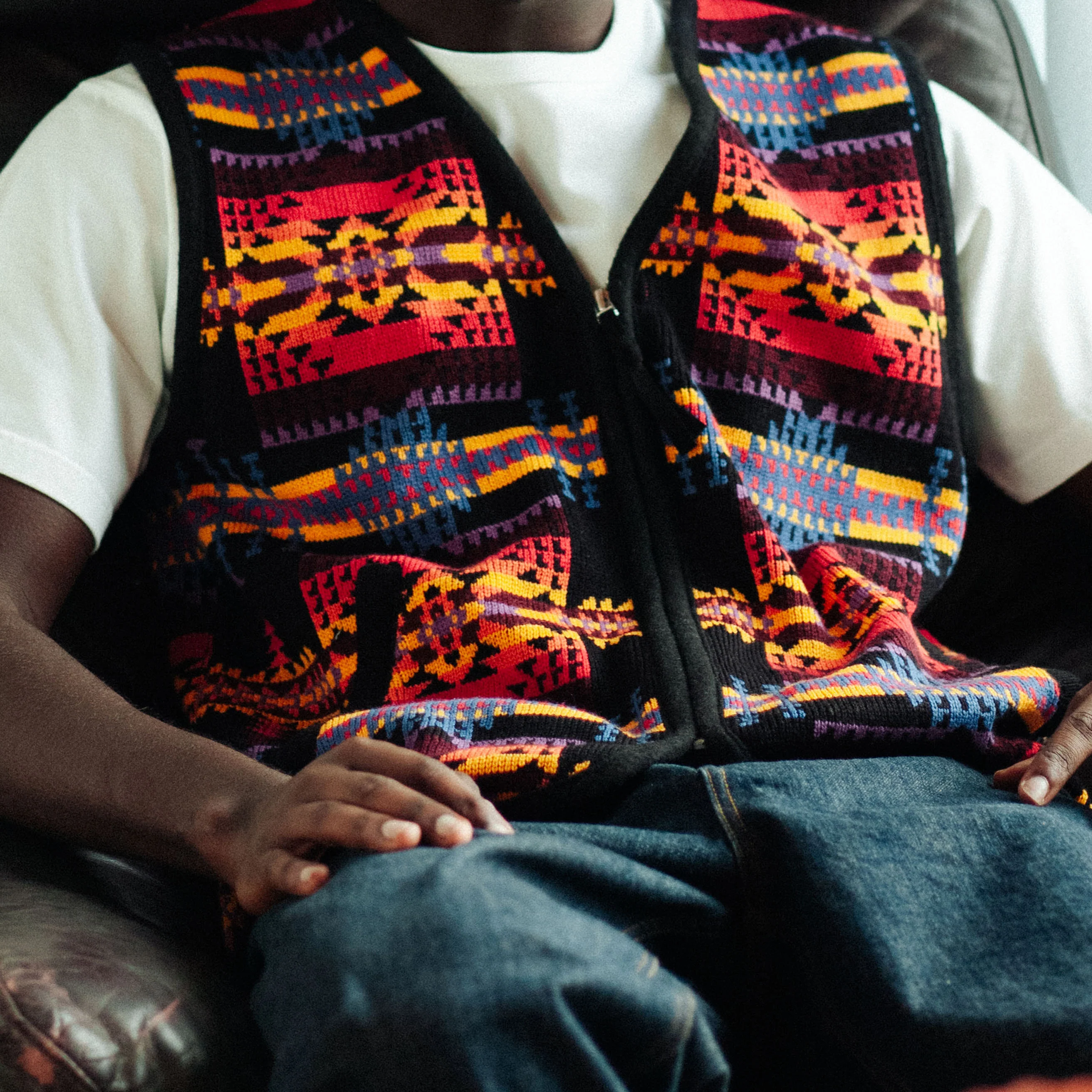Jacquard Vintage Vest - Black/Multi - Image 8