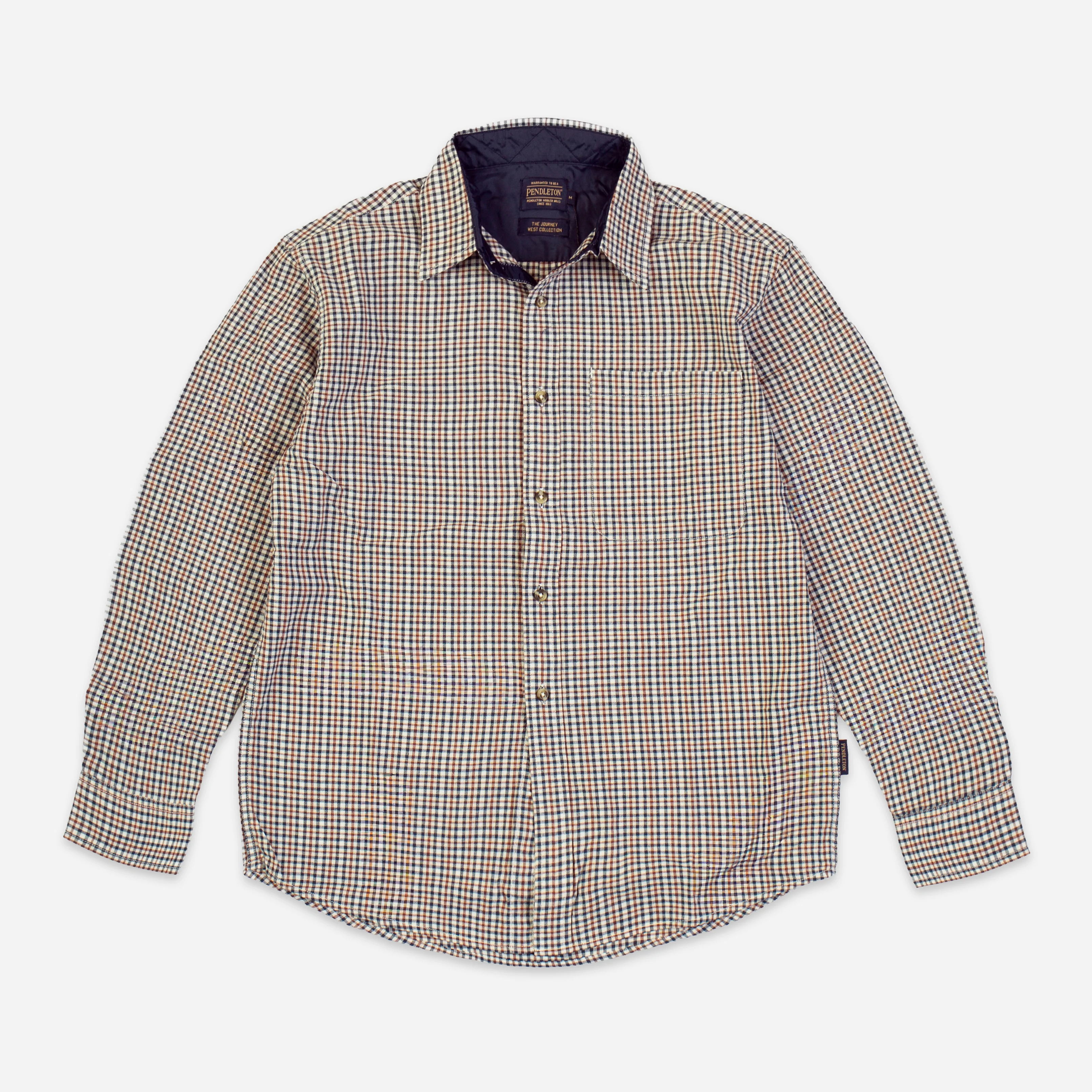 Lined Collar Plaid Shirt - Navy/Grey - Image 2