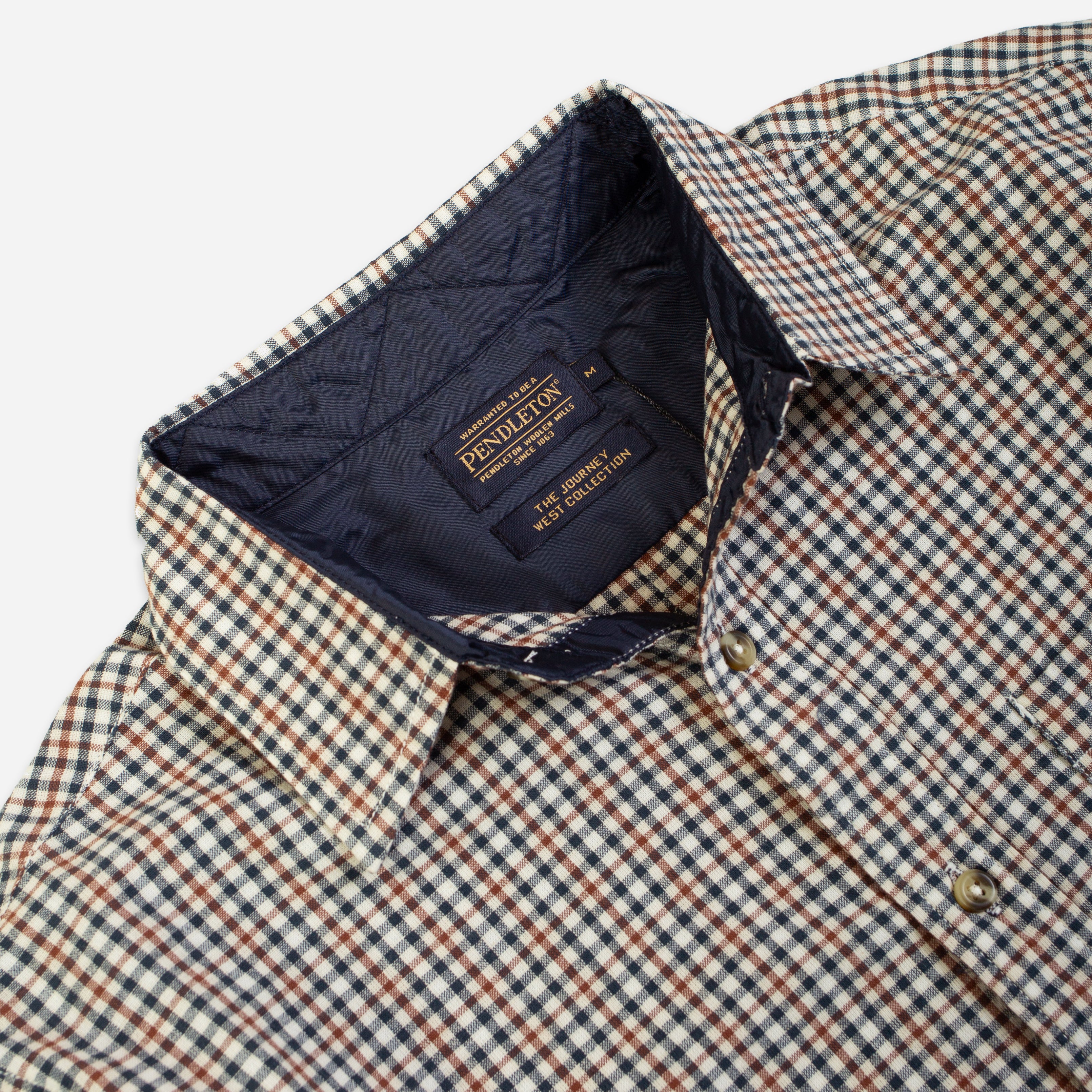 Lined Collar Plaid Shirt - Navy/Grey - Image 3