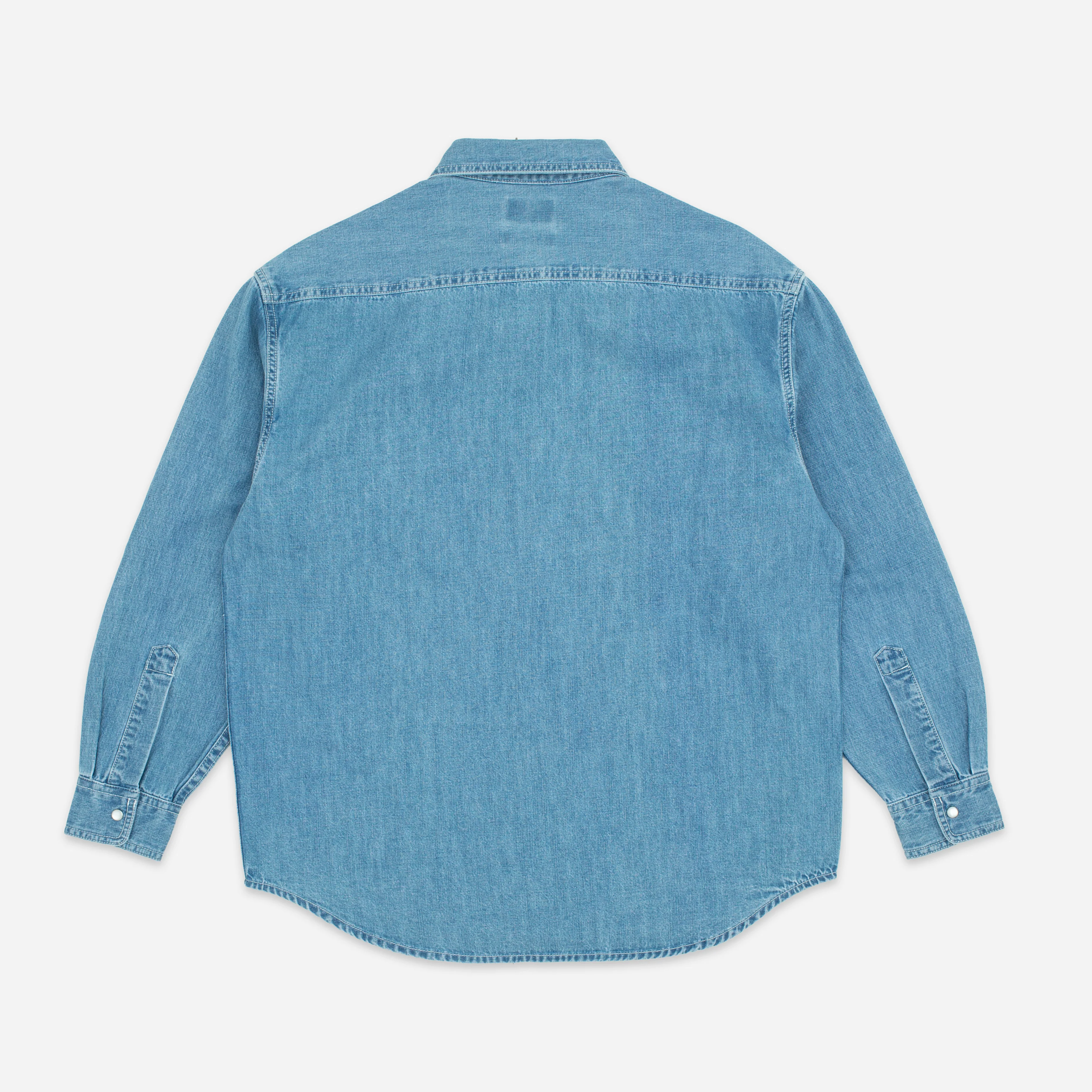 Western Denim Work Shirt - Stone Wash Blue - Image 2