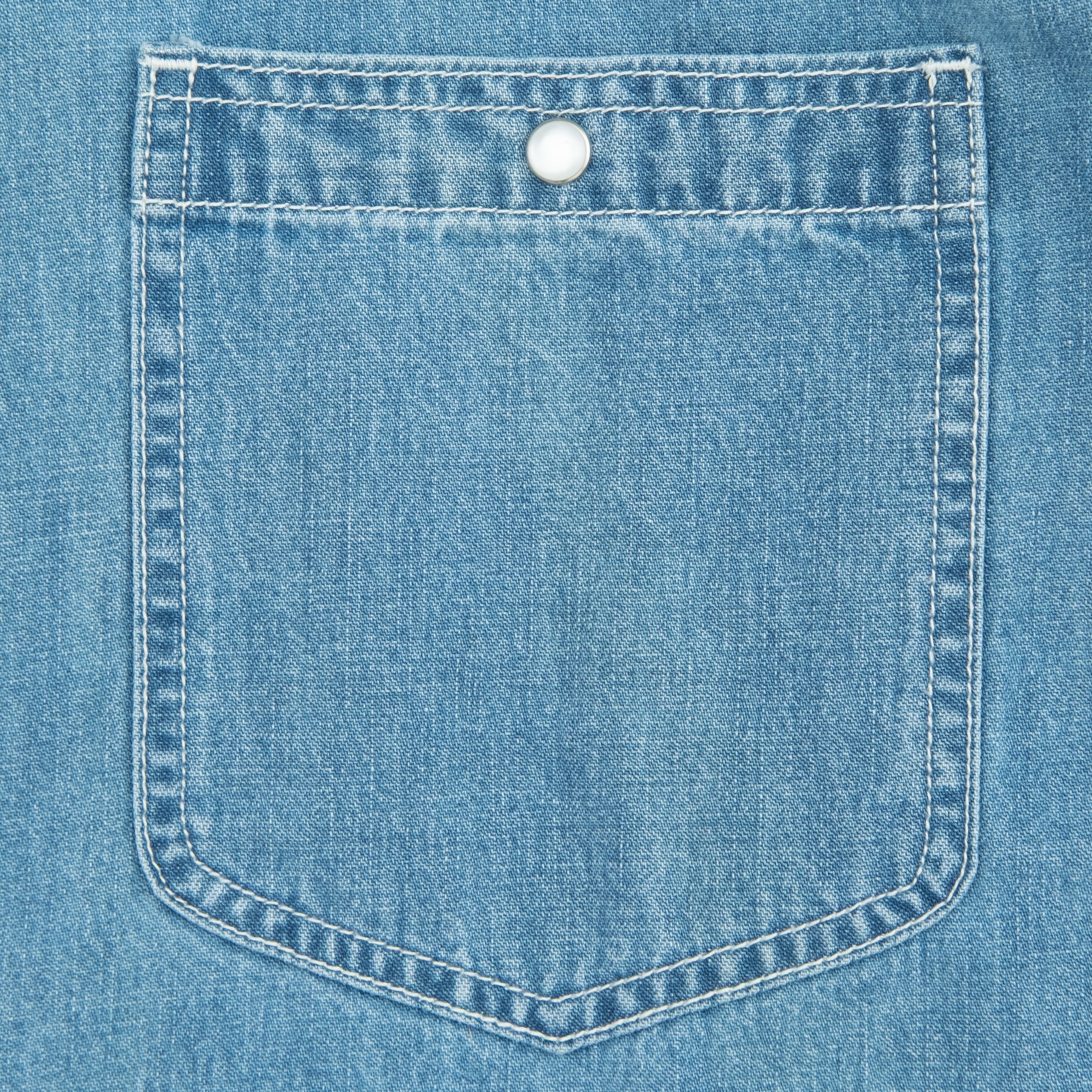 Western Denim Work Shirt - Stone Wash Blue - Image 4