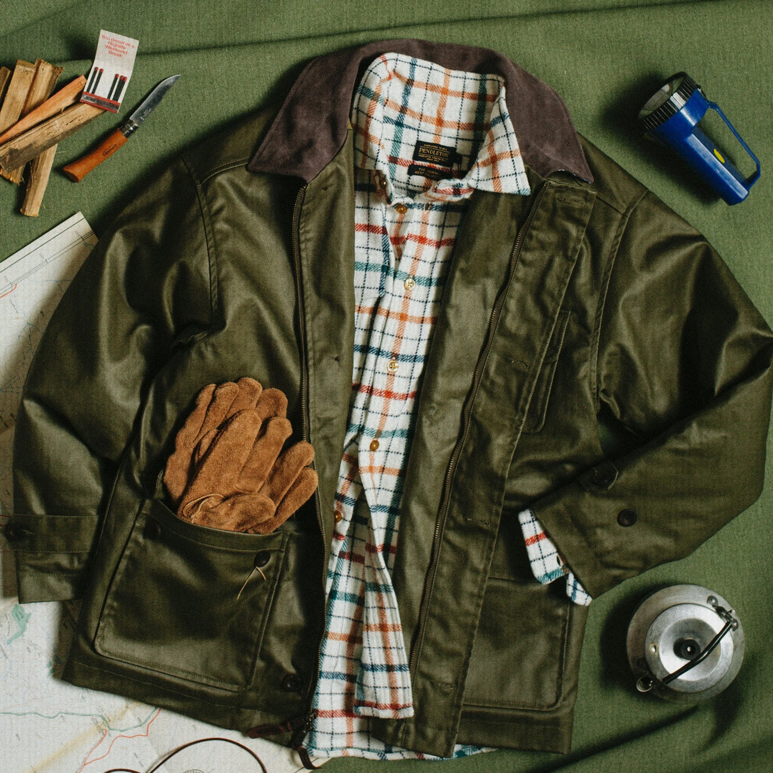 Waxed Hunting Jacket - Olive - Image 2