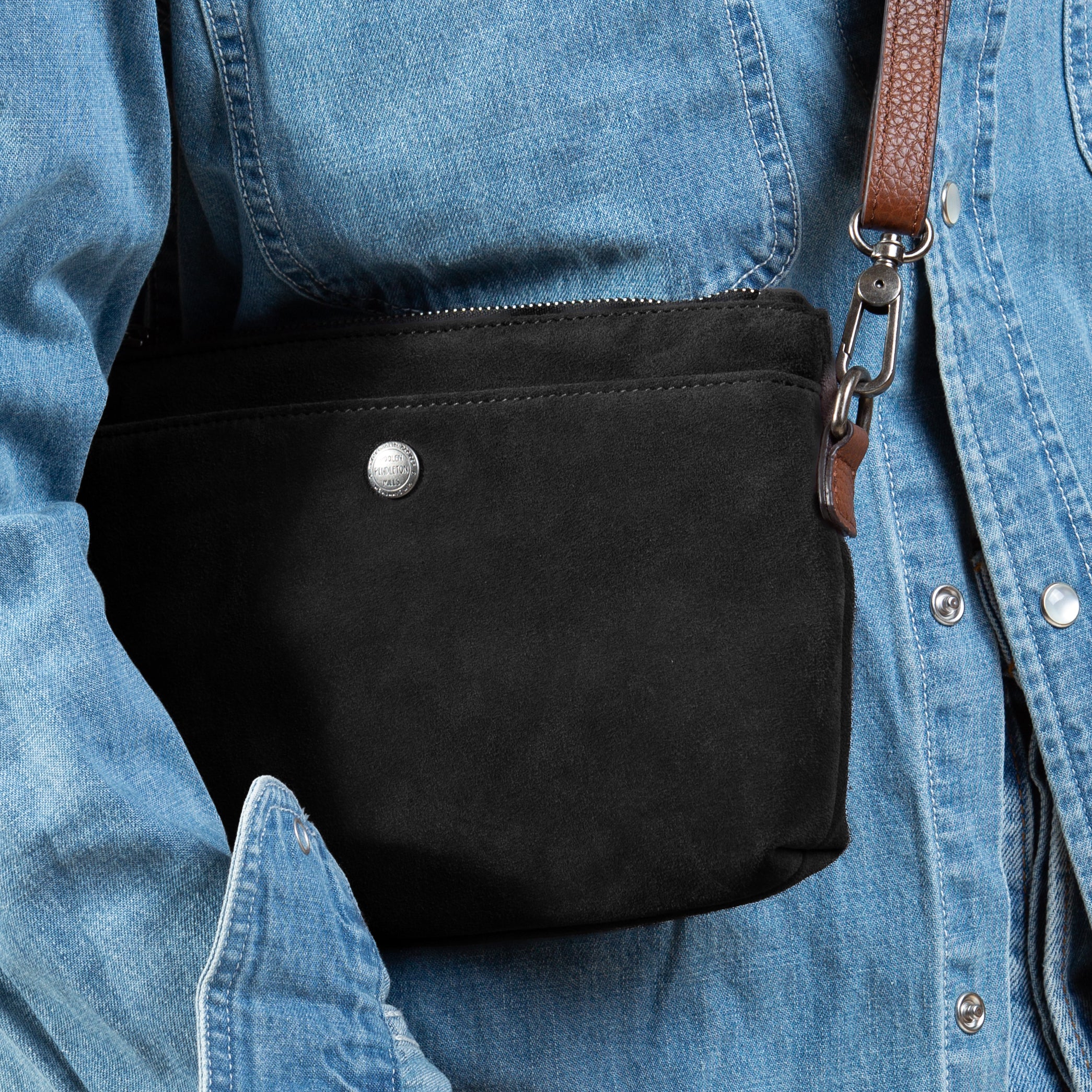 Suede Sling Bag - Black - Image 3