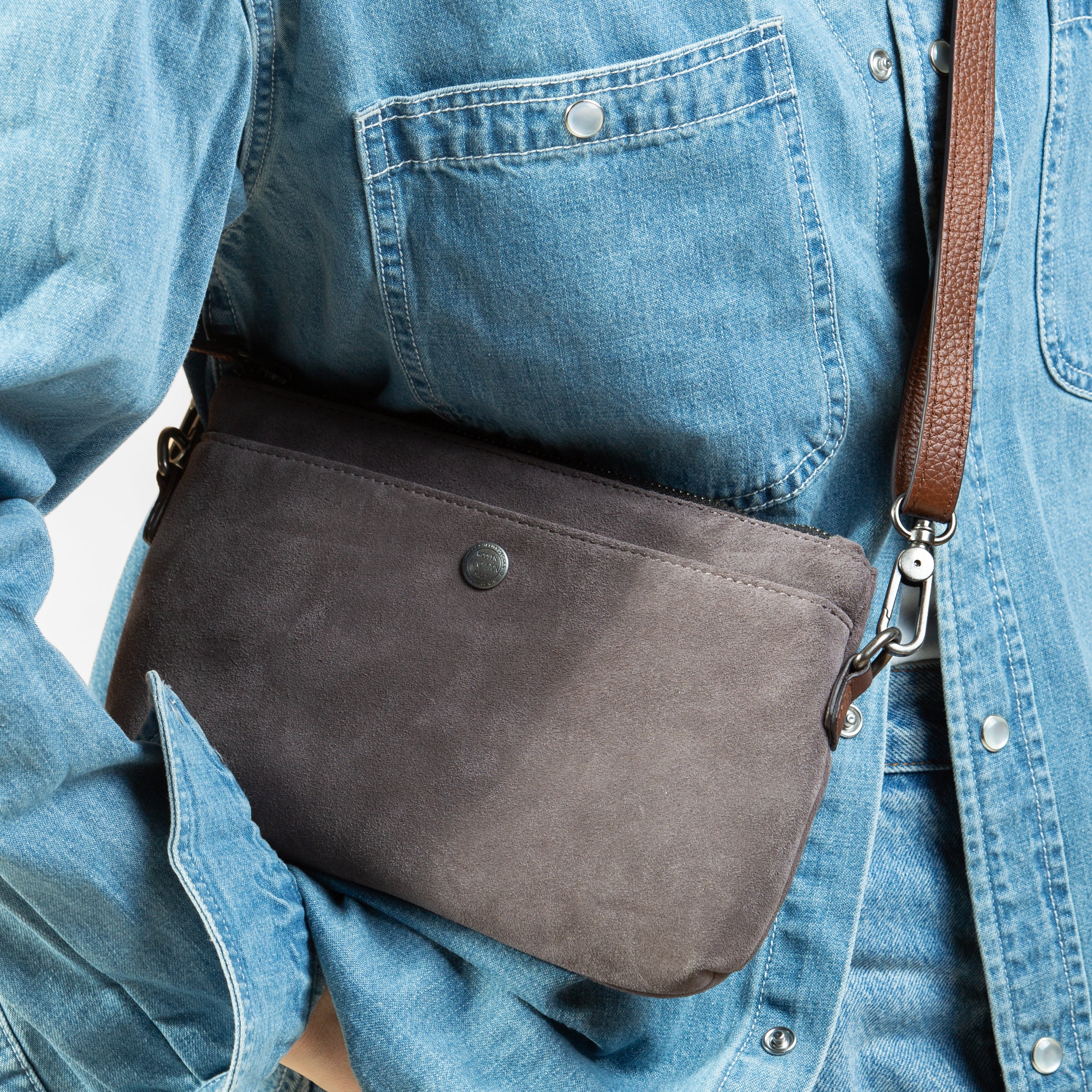 Suede Sling Bag - Brown - Image 2