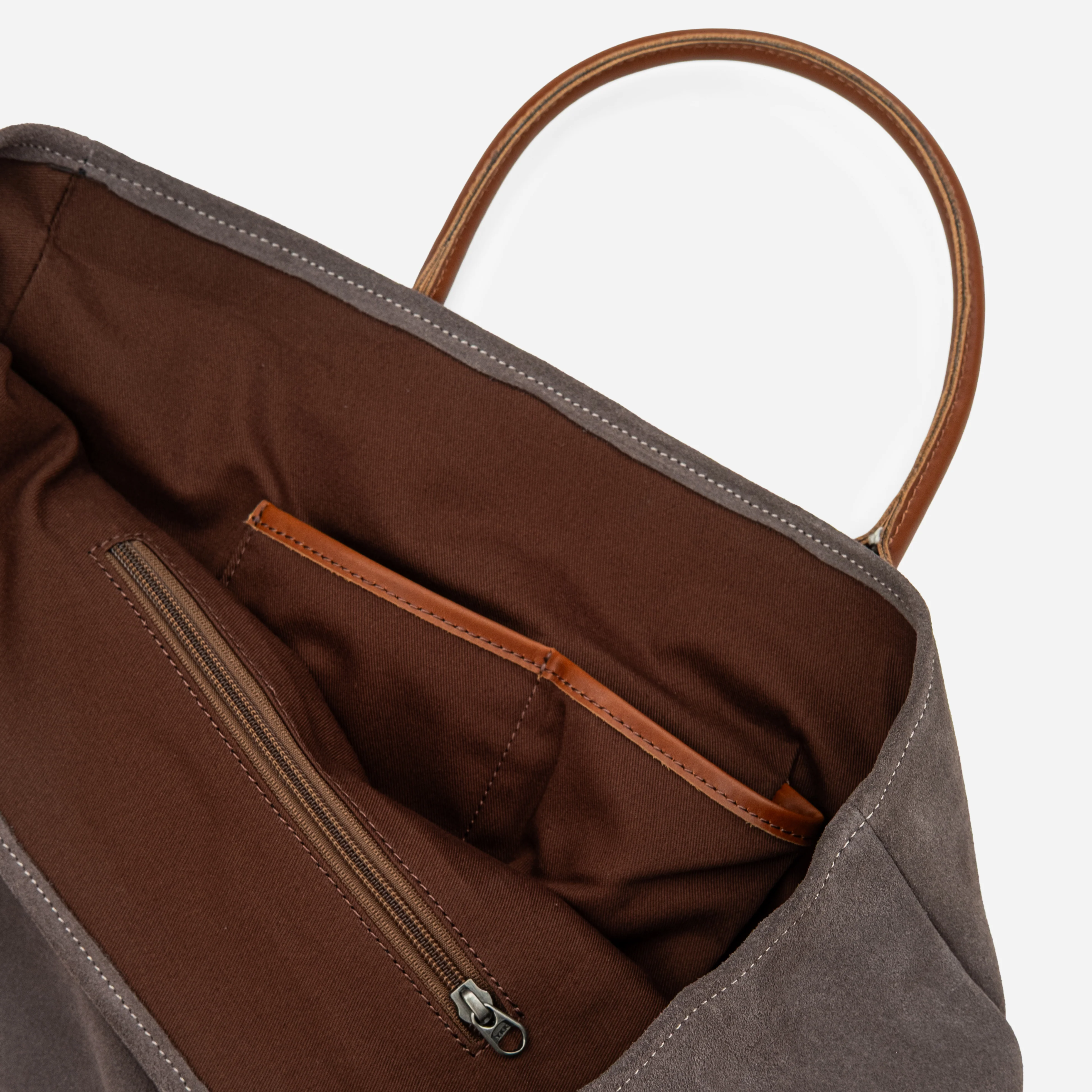 Suede Tote Bag - Brown - Image 2