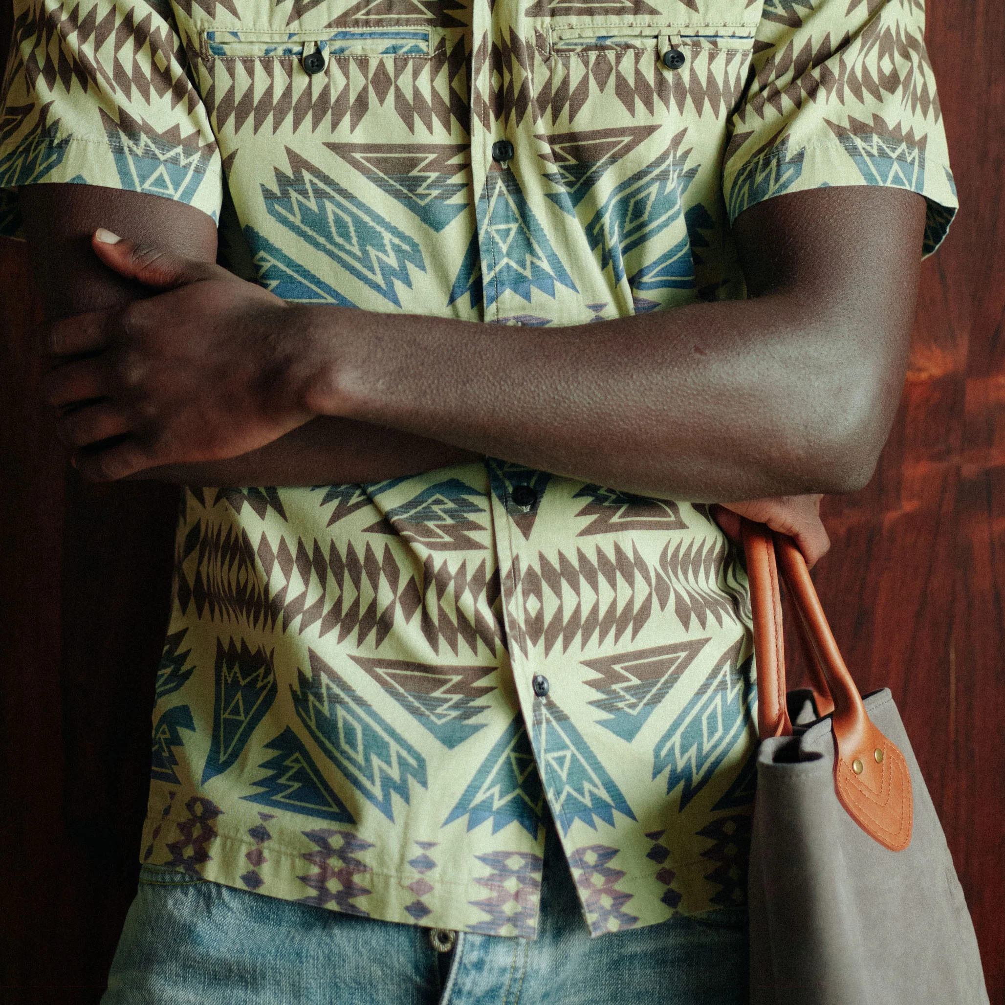 Suede Tote Bag - Brown - Image 4