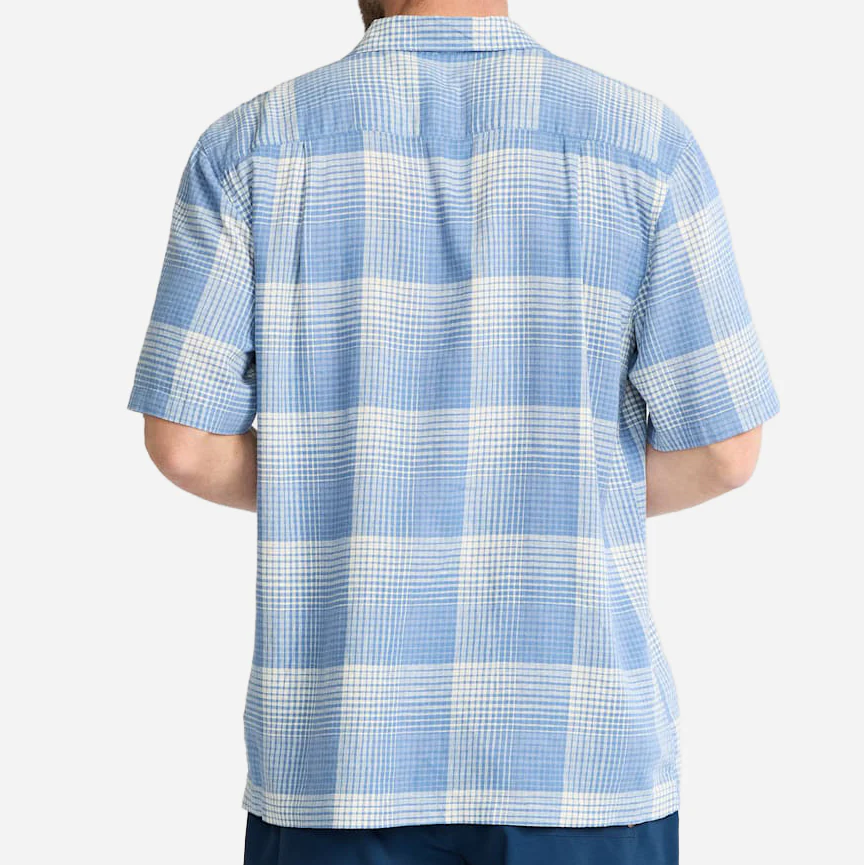Plaid Linen Camp Shirt - Blue/White Ombre - Image 2