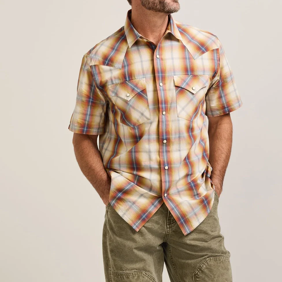 Frontier Summer Shirt - Ecru/Turquoise Plaid