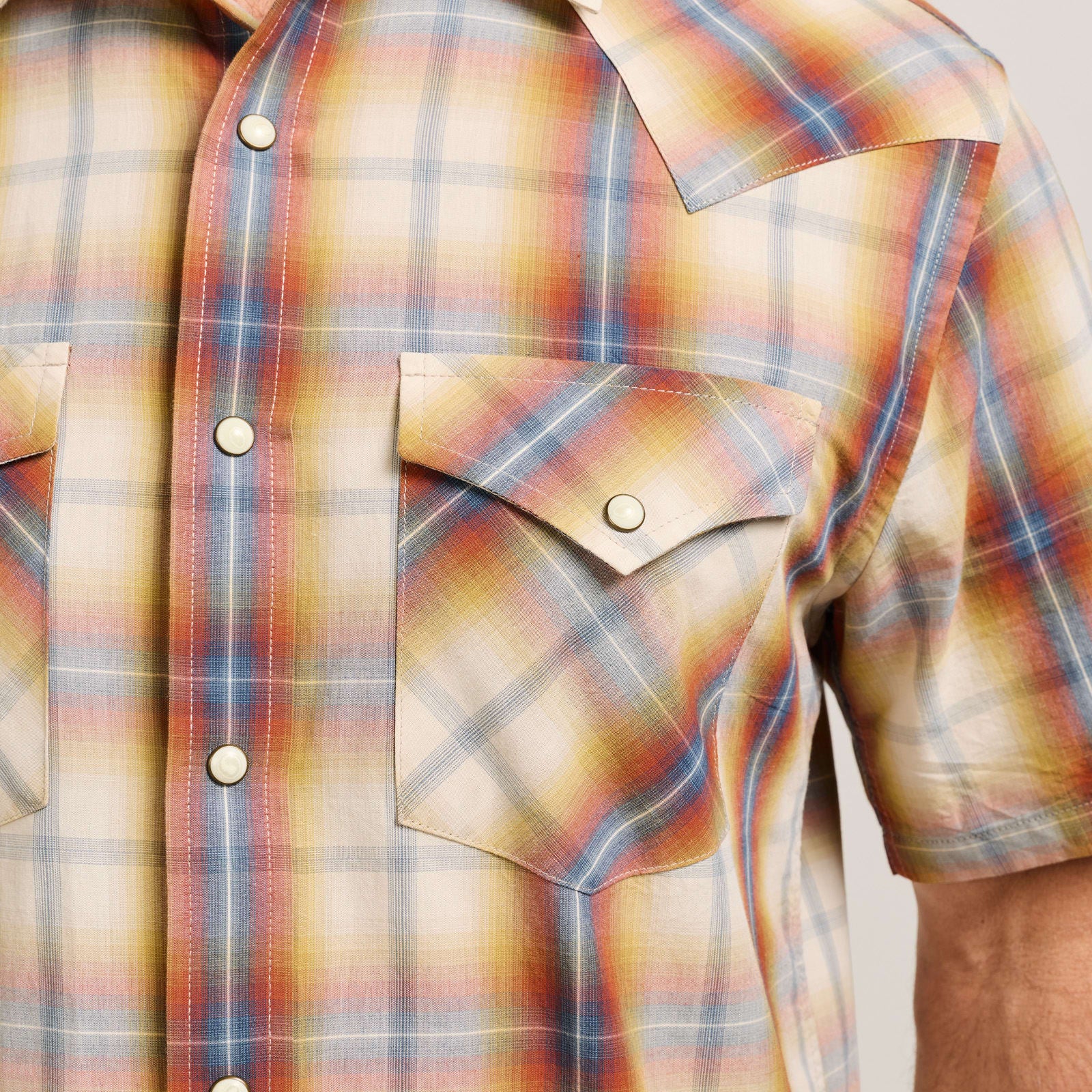 Frontier Summer Shirt - Ecru/Turquoise Plaid - Image 3