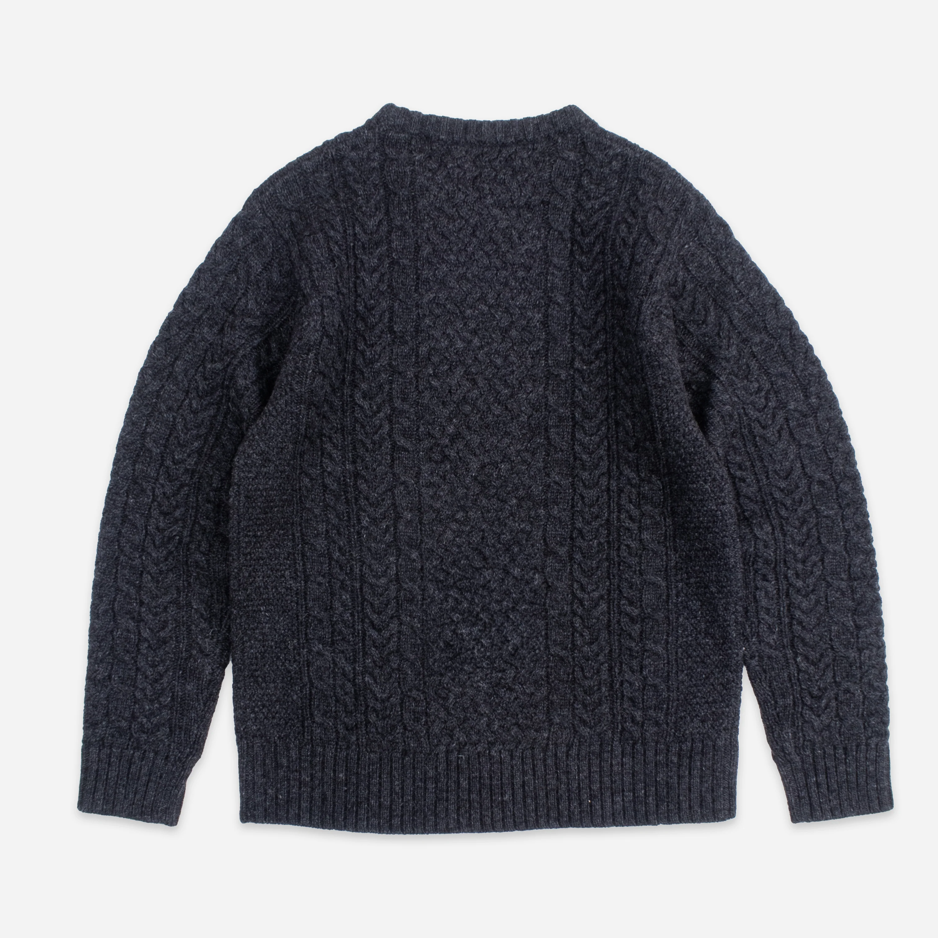 Shetland Wool Fisherman's Sweater - Black Heather - Image 3