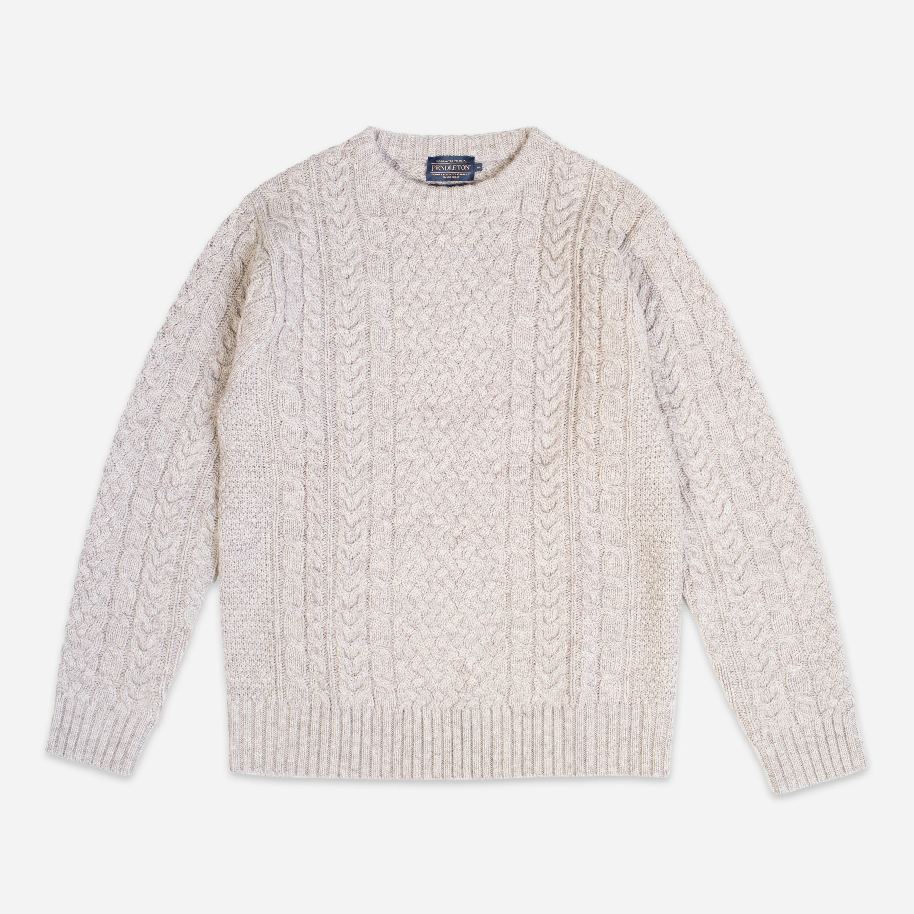 Shetland Wool Fishermans Sweater - Wheat Mix
