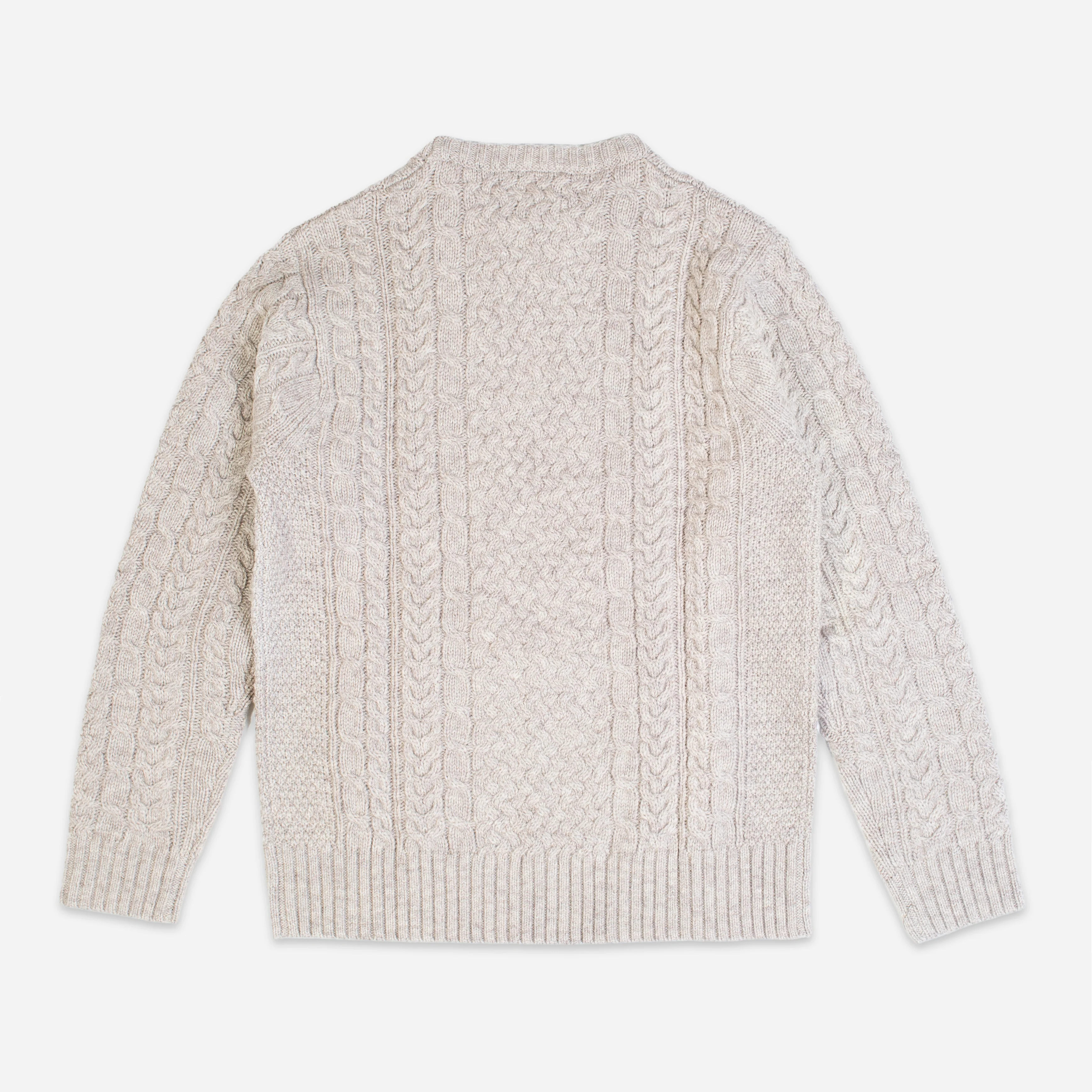 Shetland Wool Fishermans Sweater - Wheat Mix - Image 2