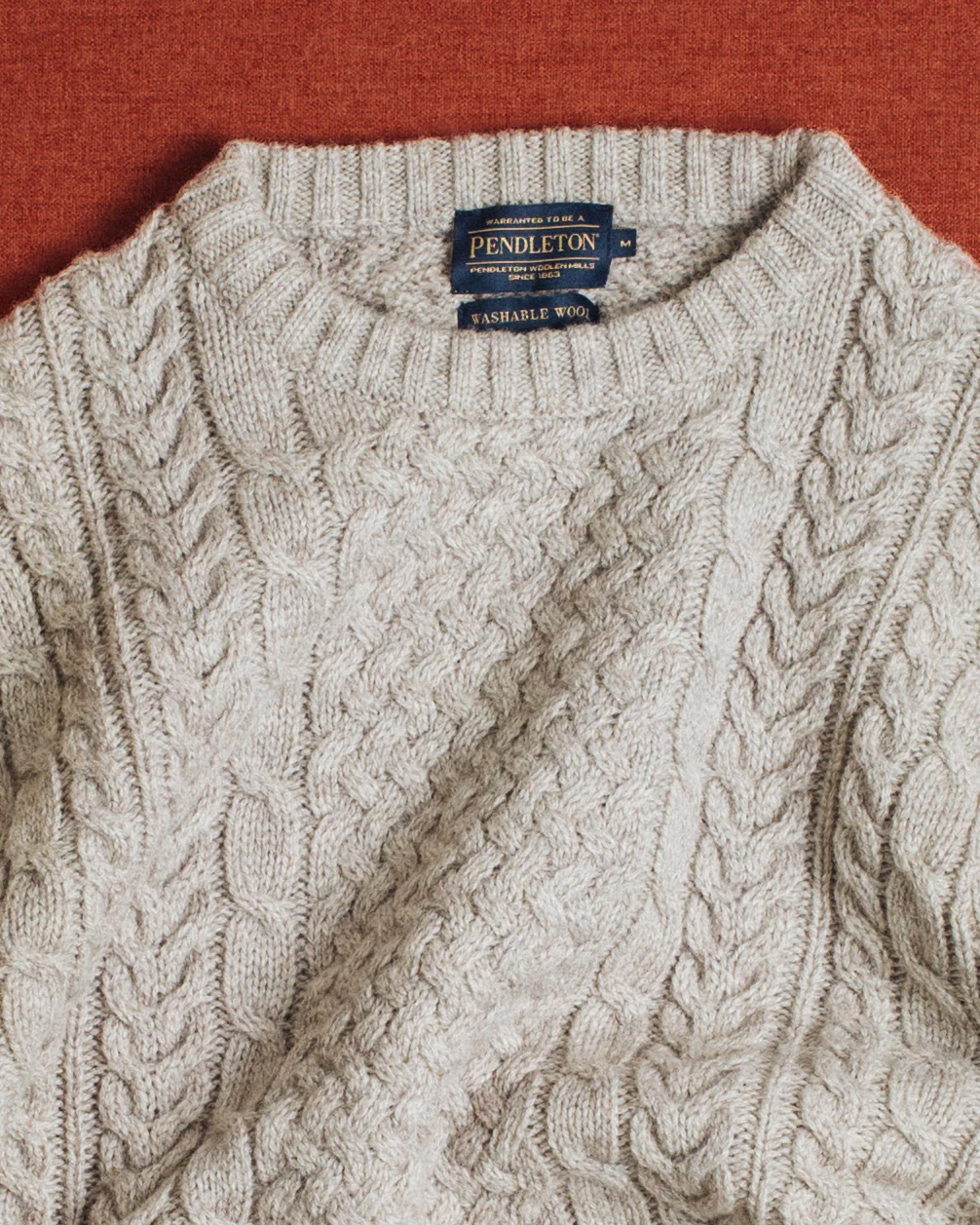 Shetland Wool Fishermans Sweater - Wheat Mix - Image 3