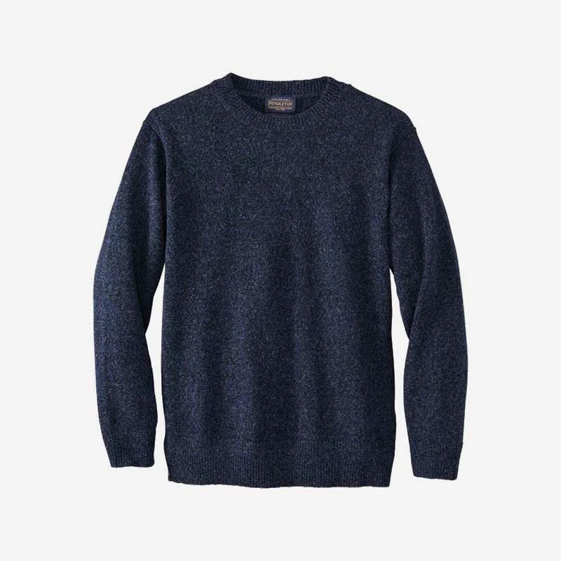 Shetland Wool Crew Sweater - Indigo Heather