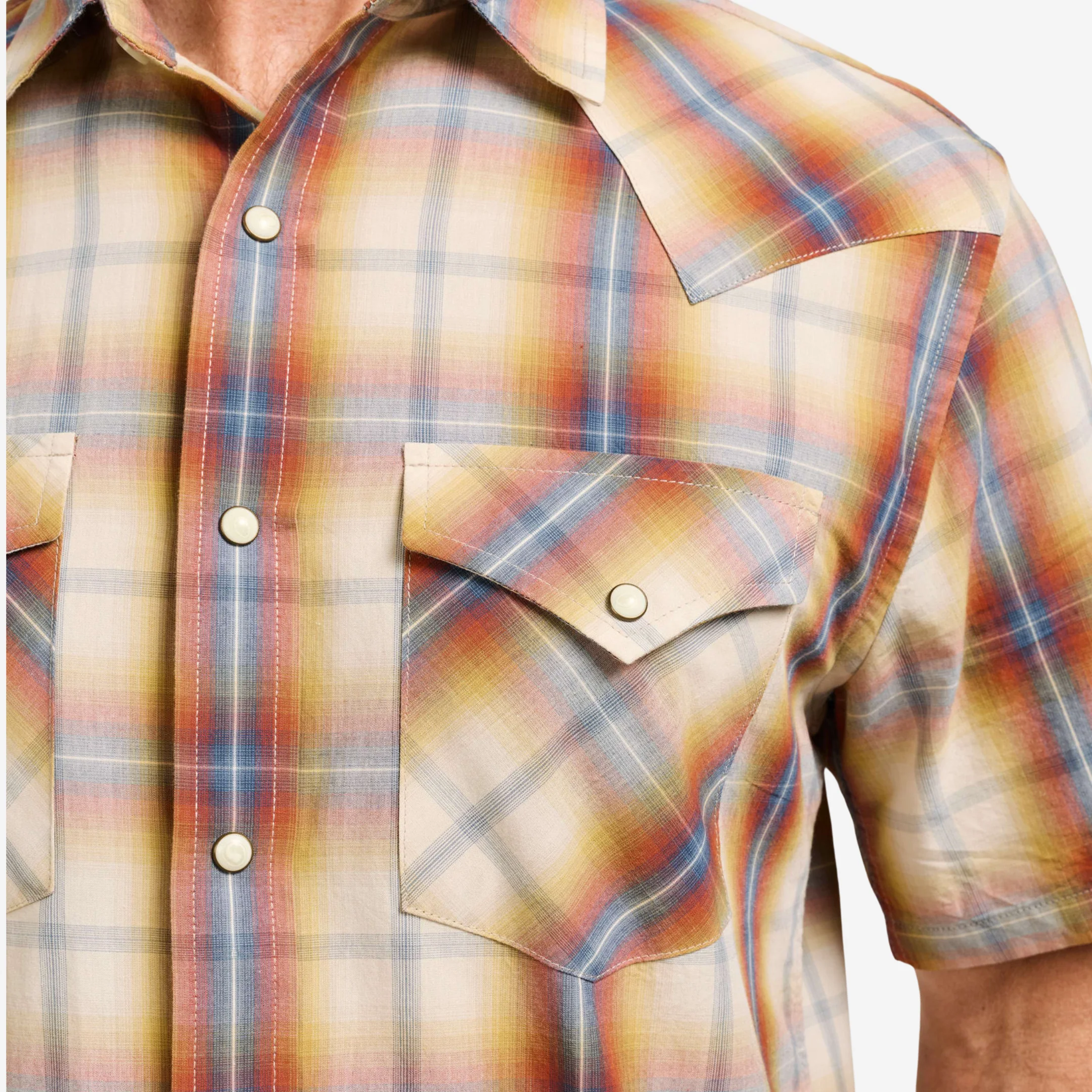 SS Frontier Shirt - Tan/Blue/Rust Plaid - Image 3